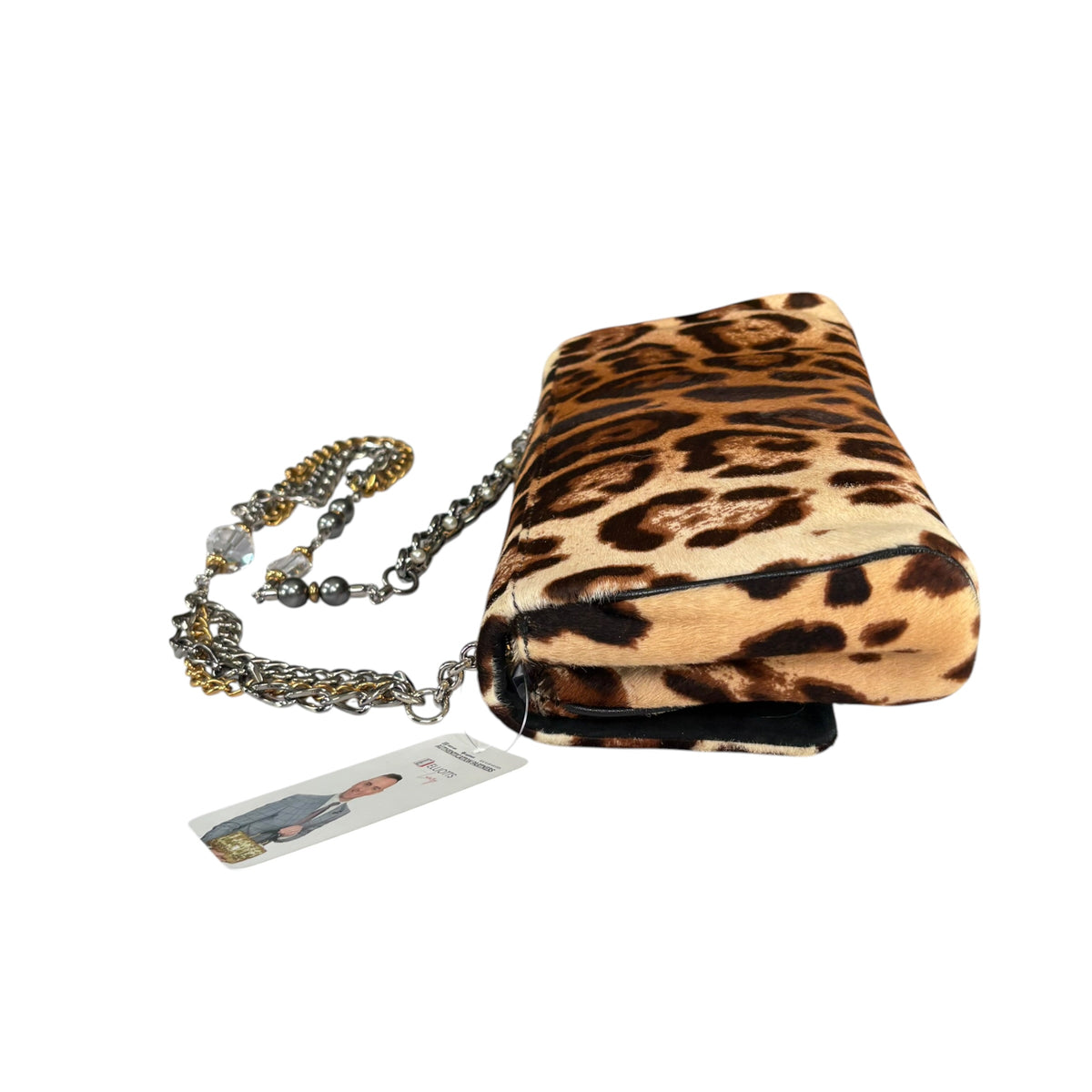 Dolce Gabbana Leopard Hair Calf Flap Chain Shoulder Purse
