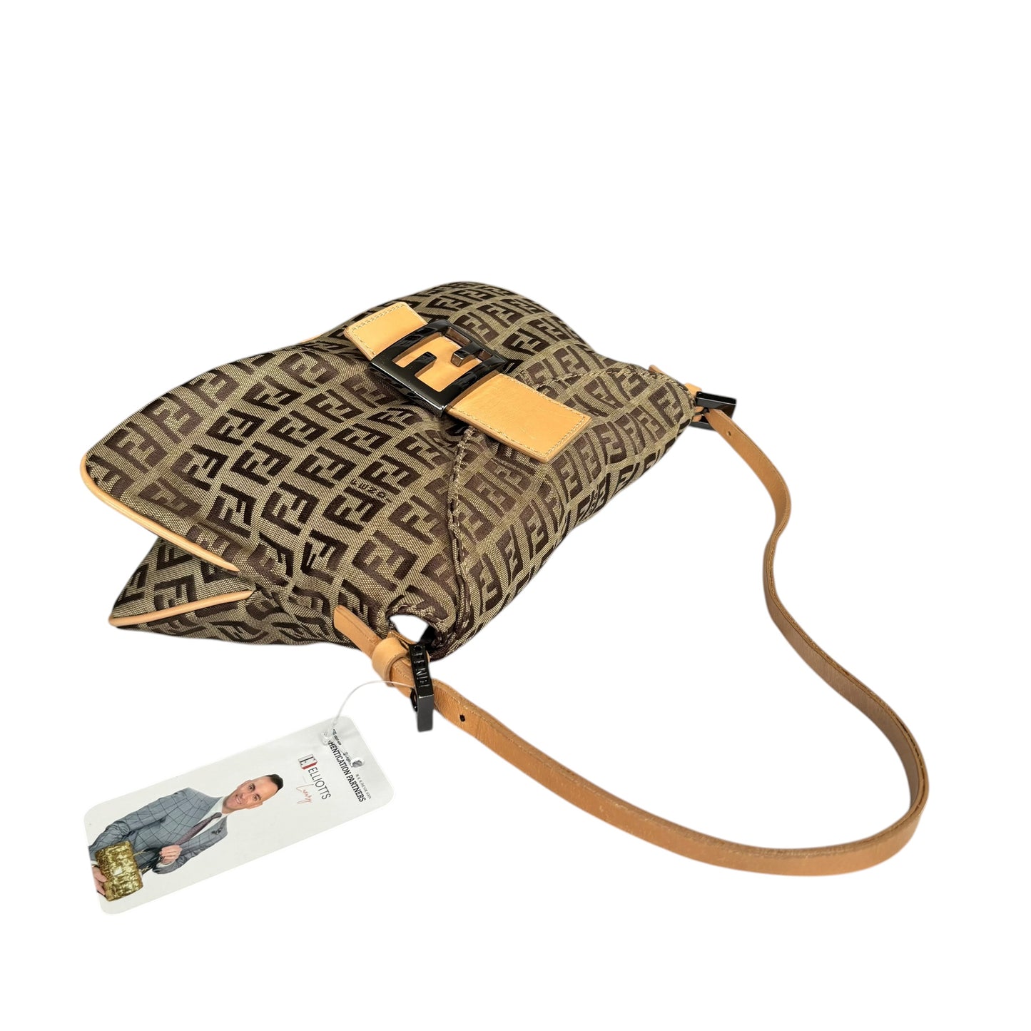 Fendi Y2K Slim Mama Baguette Tan Gunmetal Purse