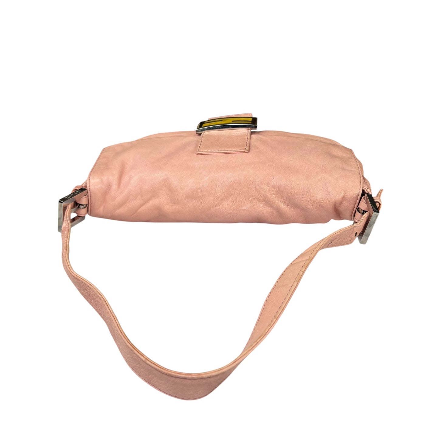 Fendi Y2K Baguette Classic Pink Lambskin SHW Yellow Shoulder Purse