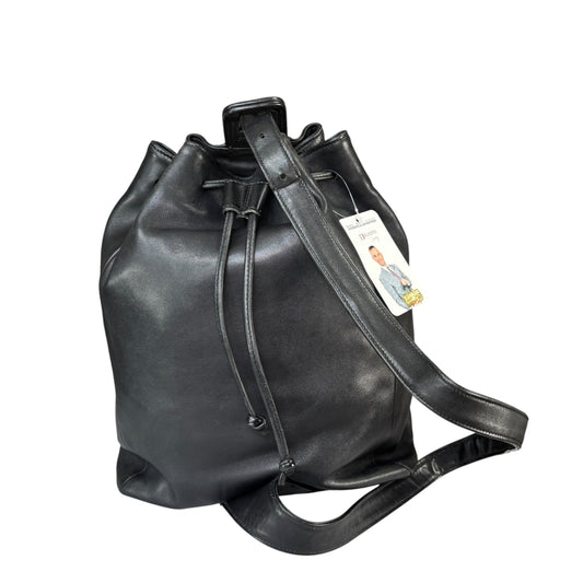 Coach Sonoma Black Leather  Slingpack Drawstring Shoulder Bucket Tote