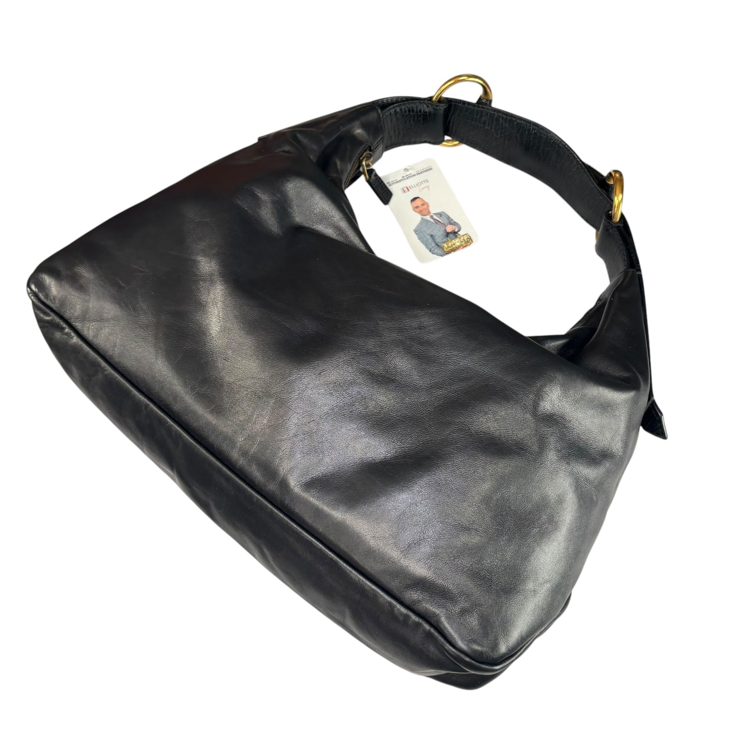 Gucci Y2K Horsebit GHW Black Leather Shoulder Hobo Purse