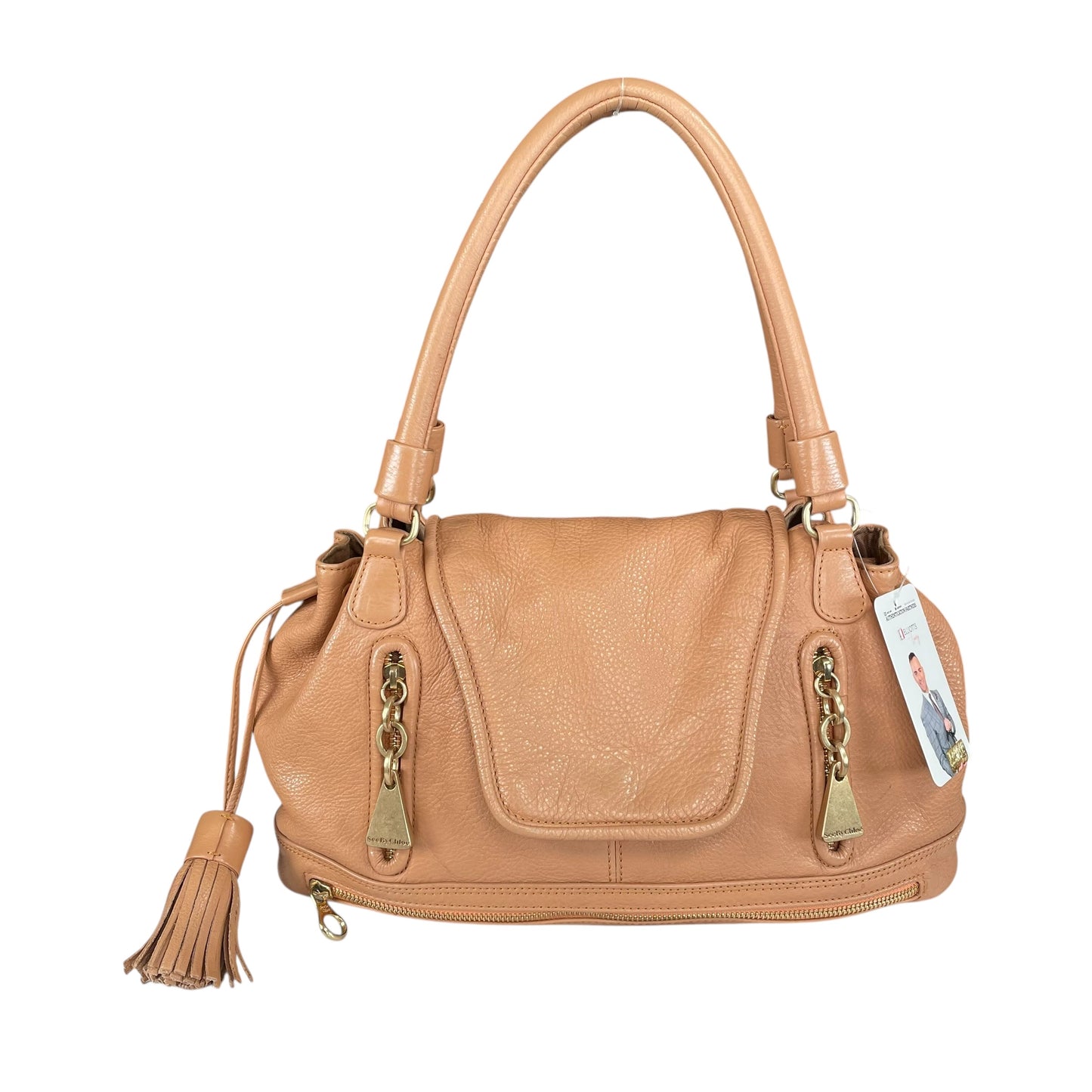 See By Chloe Cherry Blush Pink Leather DrawString Snap 2-Way Shoulder Purse