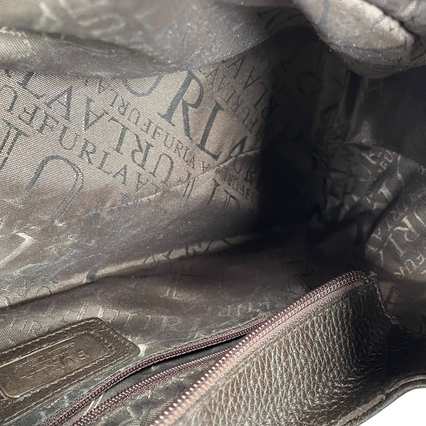 Furla Brown Pebbled Leather Hobo Bag SHW Double Sided Eyelet Deep D Shoulder Bag