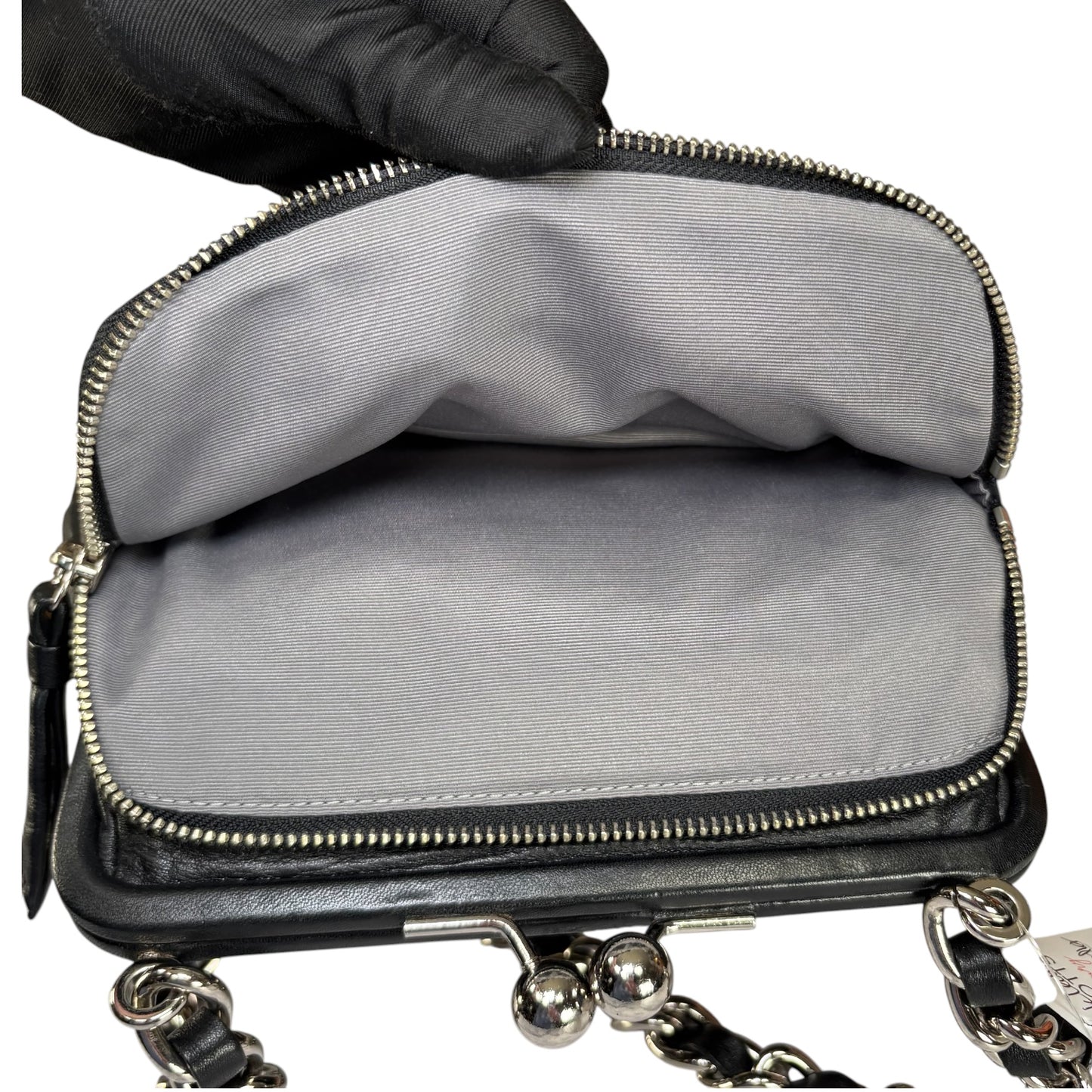Coach Y2K Parker Black Leather SHW Kiss-Lock Shoulder Purse