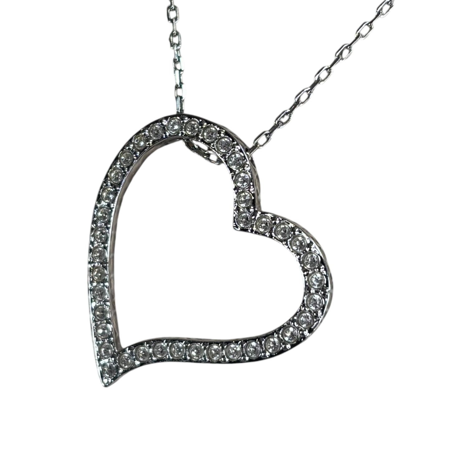 Swarovski Crystal Silver Tone Heart Necklace 18.5”