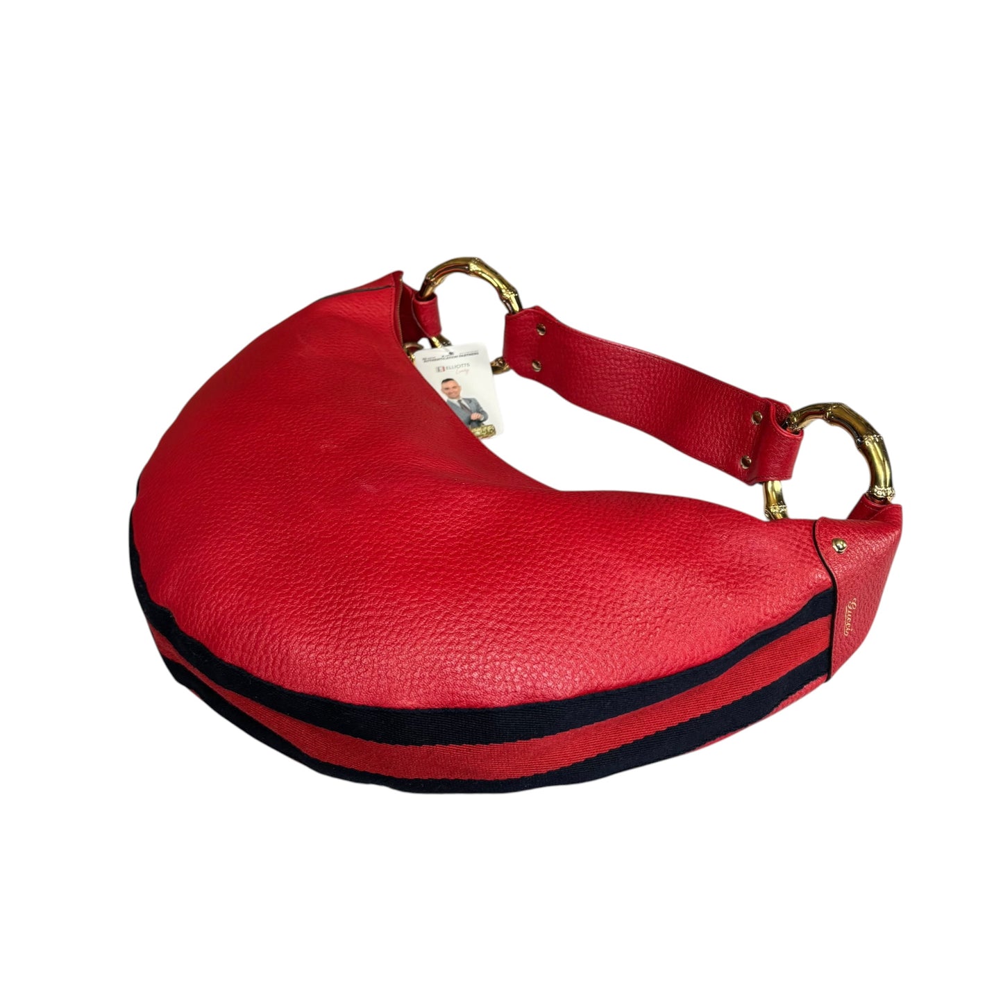 Gucci Sylvie GHW Hobo Sherry Web Bamboo Red Shoulder Purse