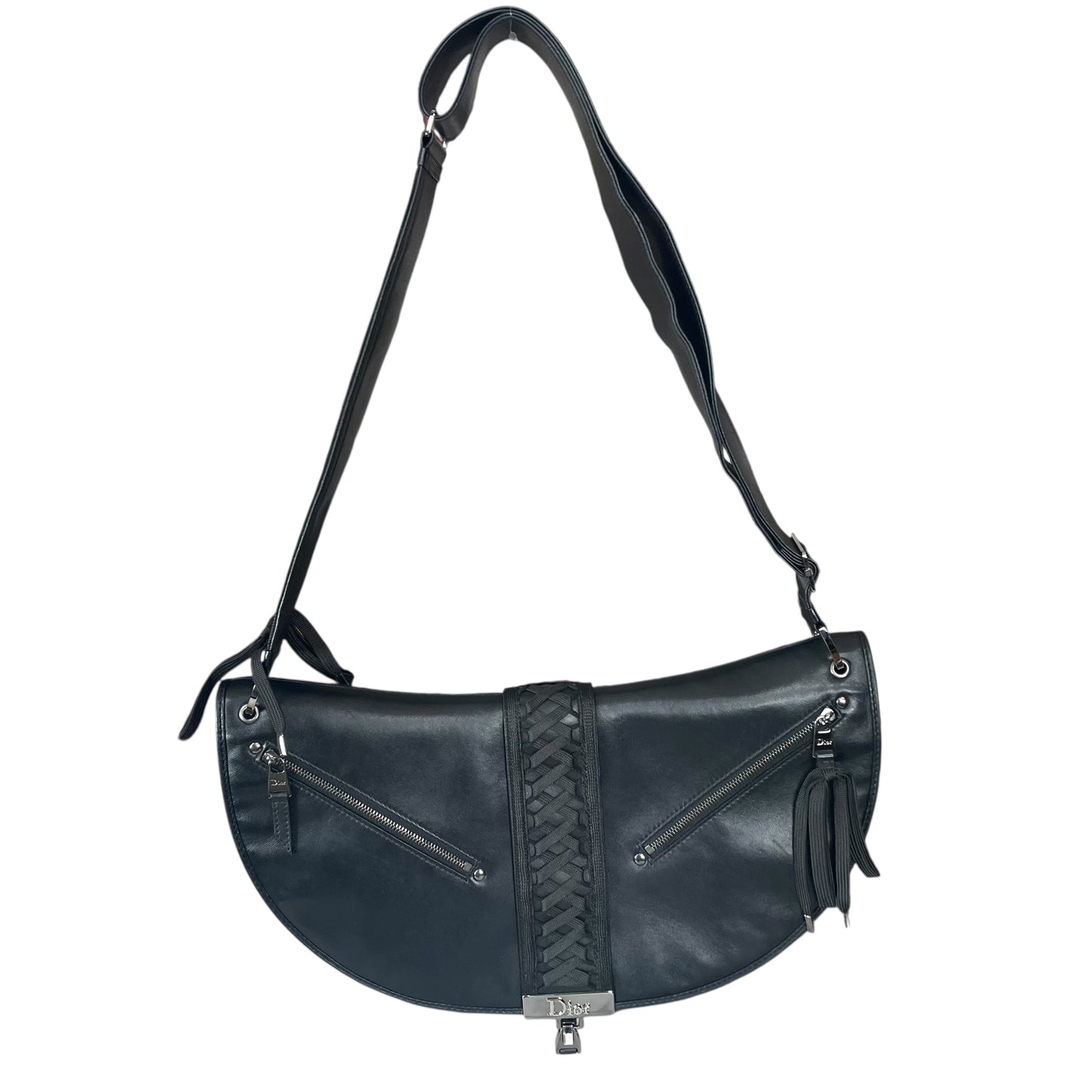 Christian Dior Admit It Corset Black Leather 2-Way SHW Shoulder Crossbody Purse