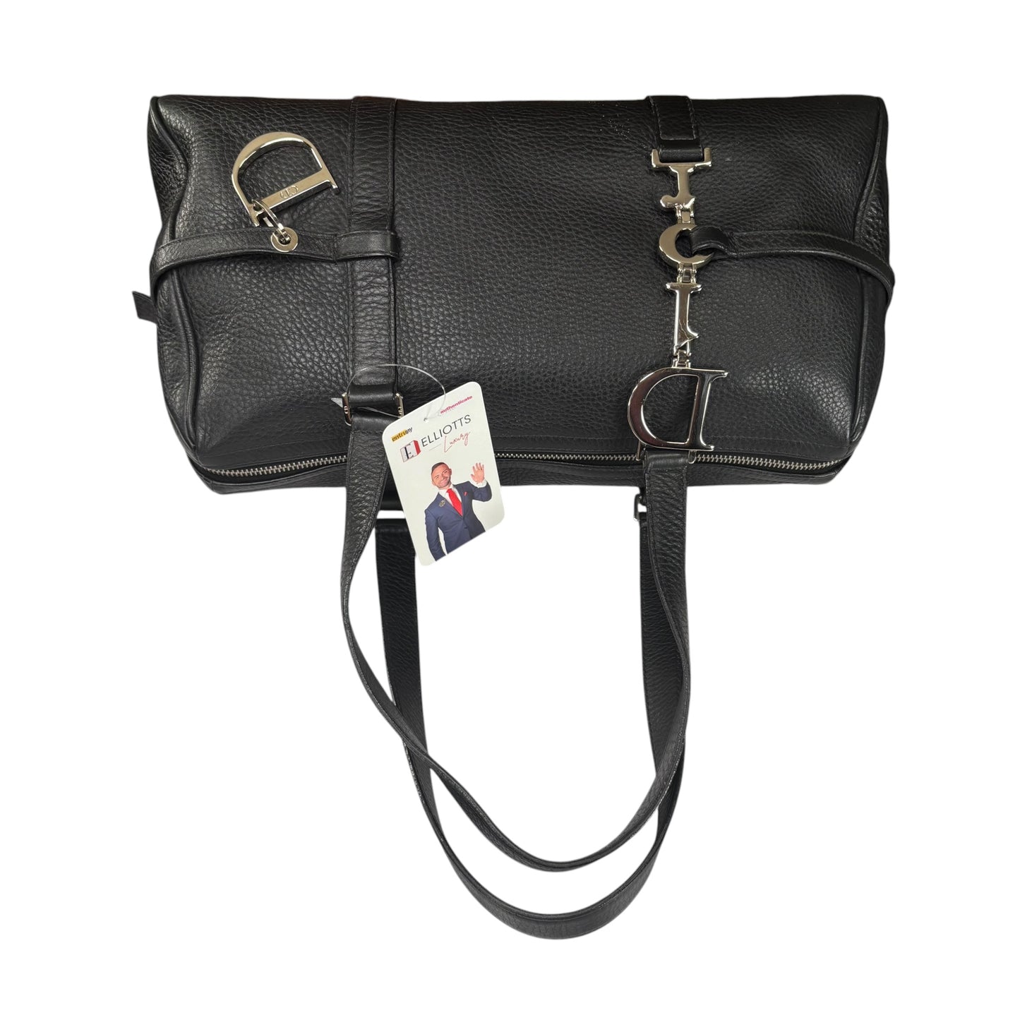 Christian Dior Y2K D Charm Boston SHW Black Leather Bag