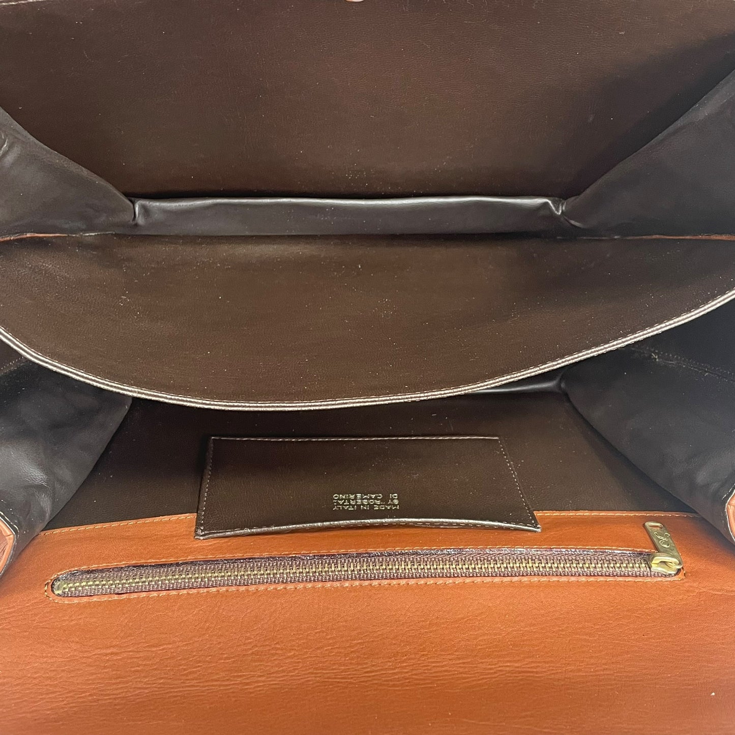 Roberta Di Camerino Croc Embossed Brown Leather GHW Shoulder Flap Purse