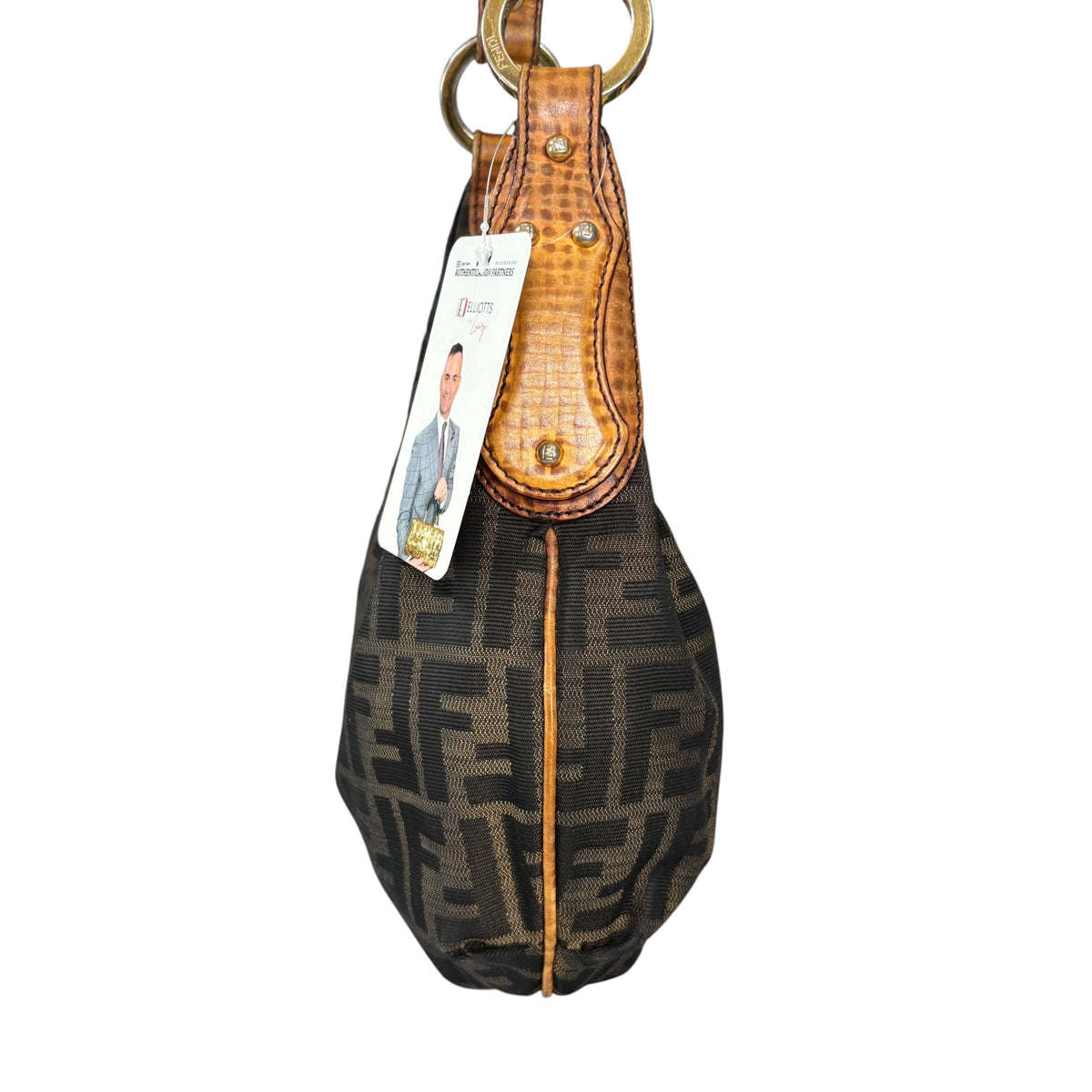 Fendi Y2K Zucca Embossed Lizard Chef Shoulder Purse