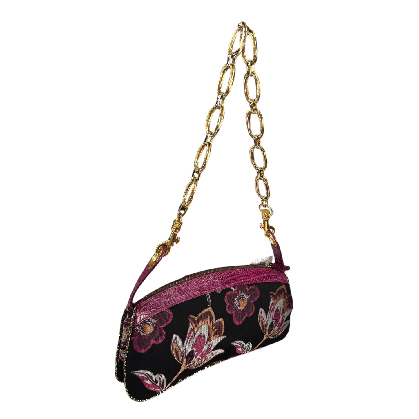D & G Dolce & Gabbana Y2K Purple Floral Shoulder Chain Purse