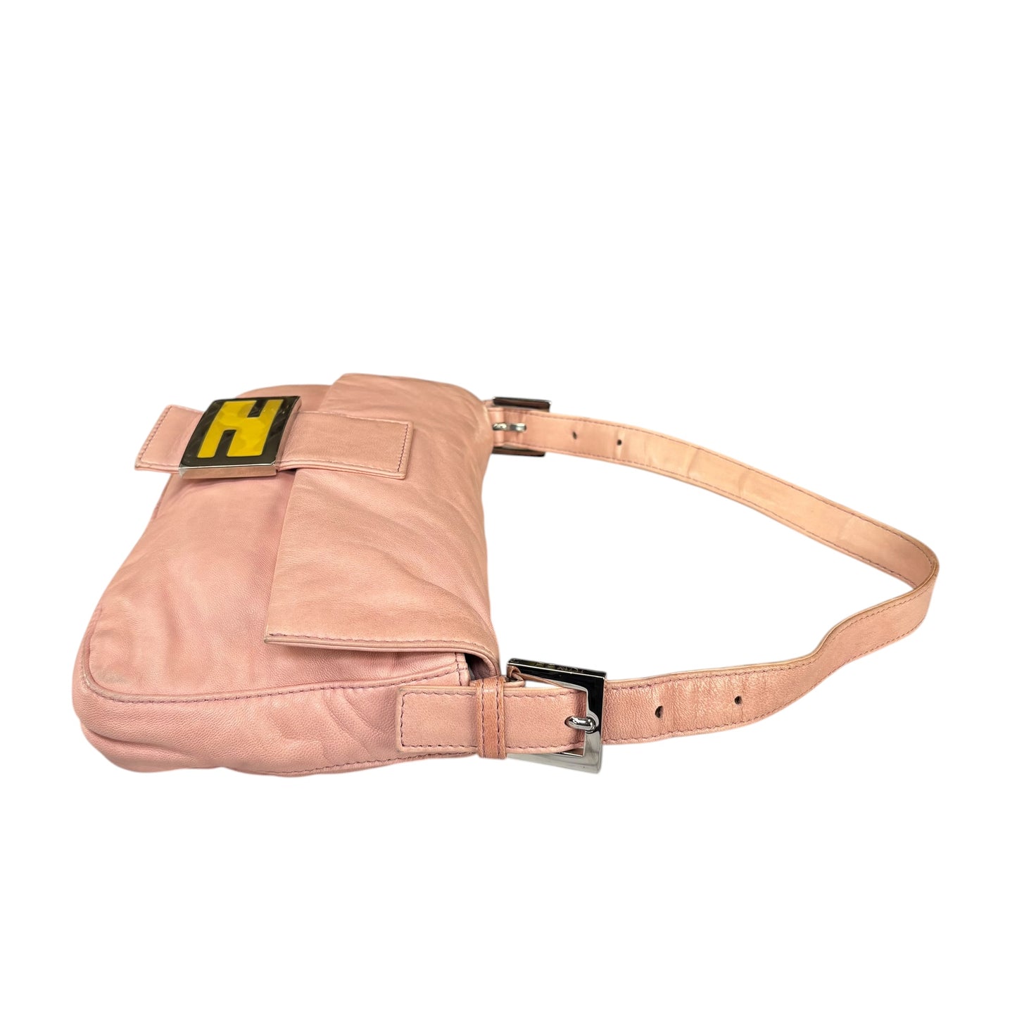 Fendi Y2K Baguette Classic Pink Lambskin SHW Yellow Shoulder Purse