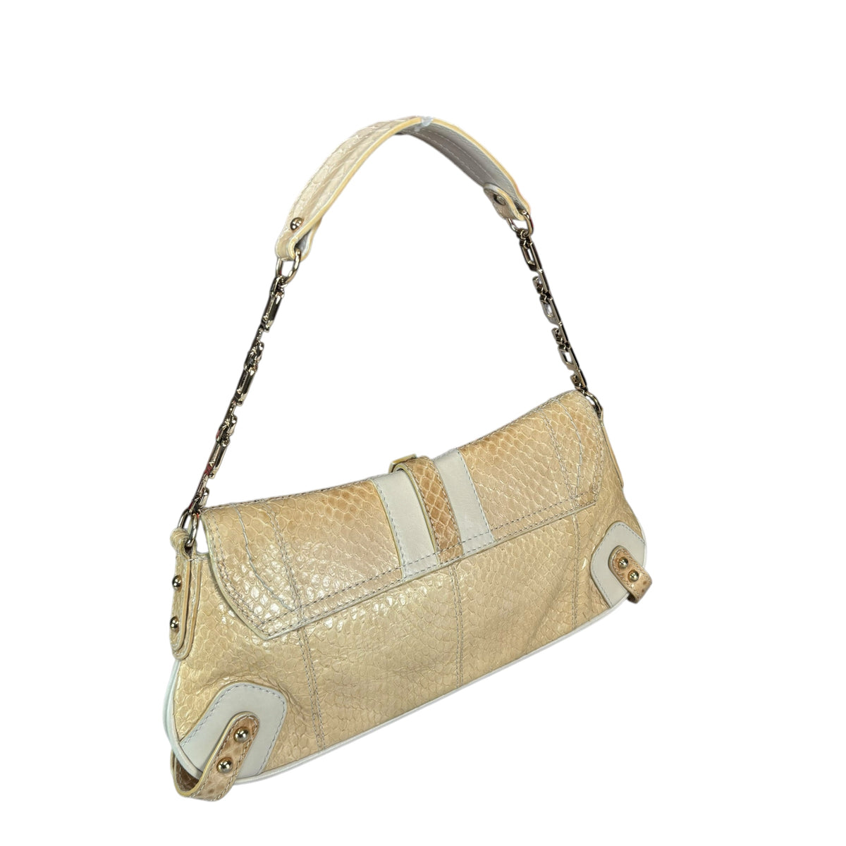 Dolce & Gabbana Y2K Python Creme Two-Tone Shoulder Purse