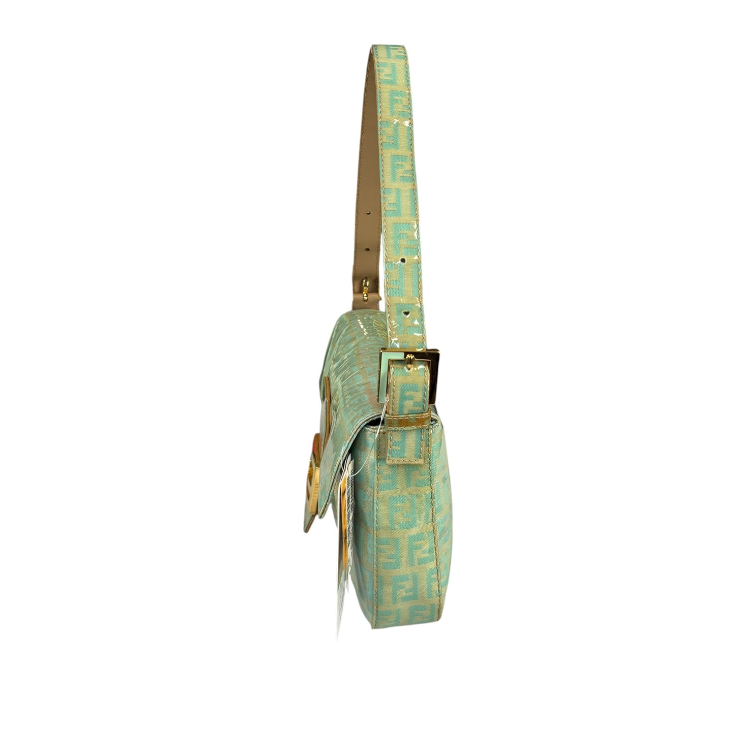 Fendi Y2K Baguette Classic Mint Green Zucchino Coated Canvas Purse