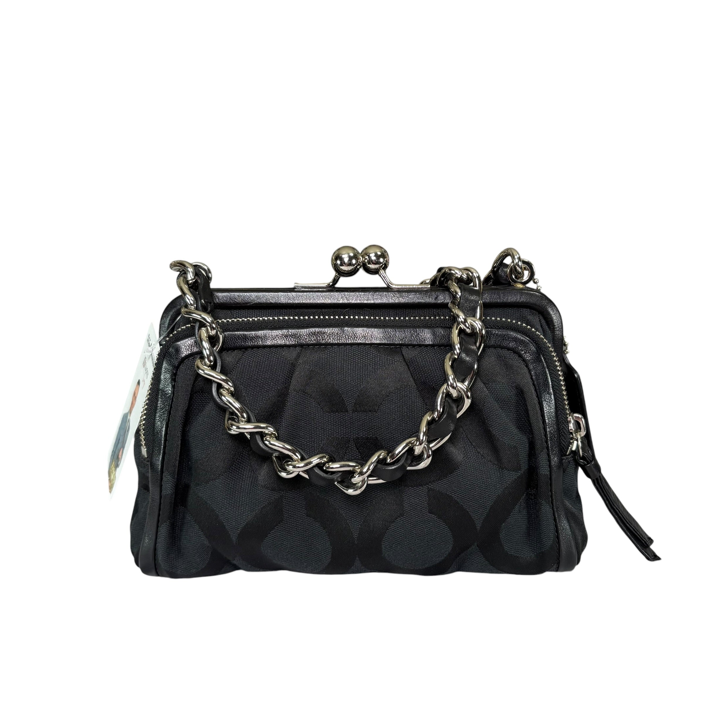 Coach Y2K Parker Opti C Canvas Leather Kiss-Lock Black Shoulder