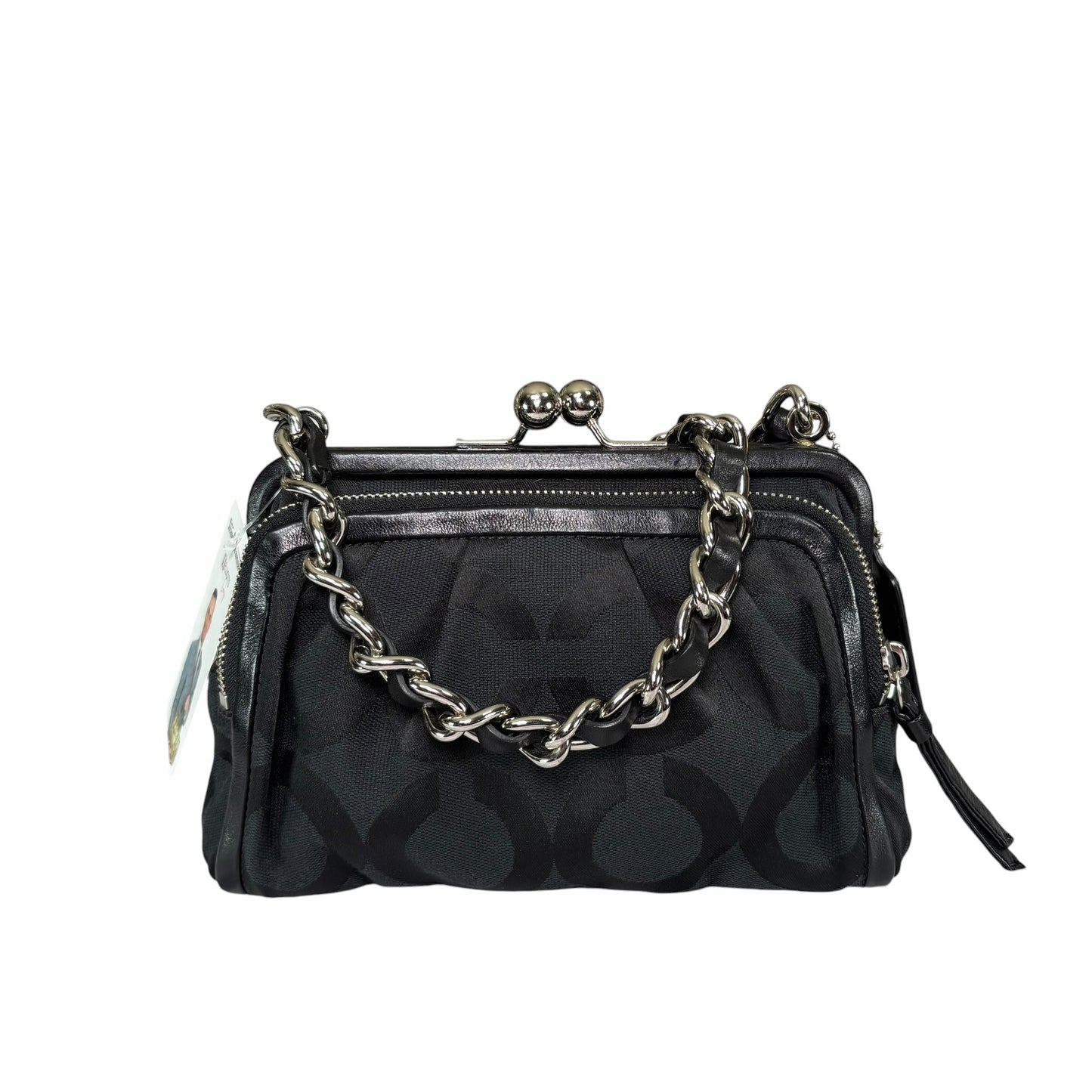 Coach Y2K Parker Opti C Canvas Leather Kiss-Lock Black Shoulder  Purse