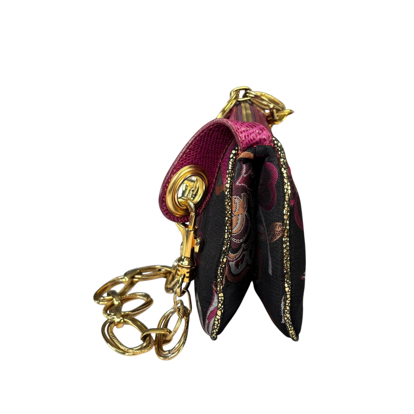 D & G Dolce & Gabbana Y2K Purple Floral Shoulder Chain Purse