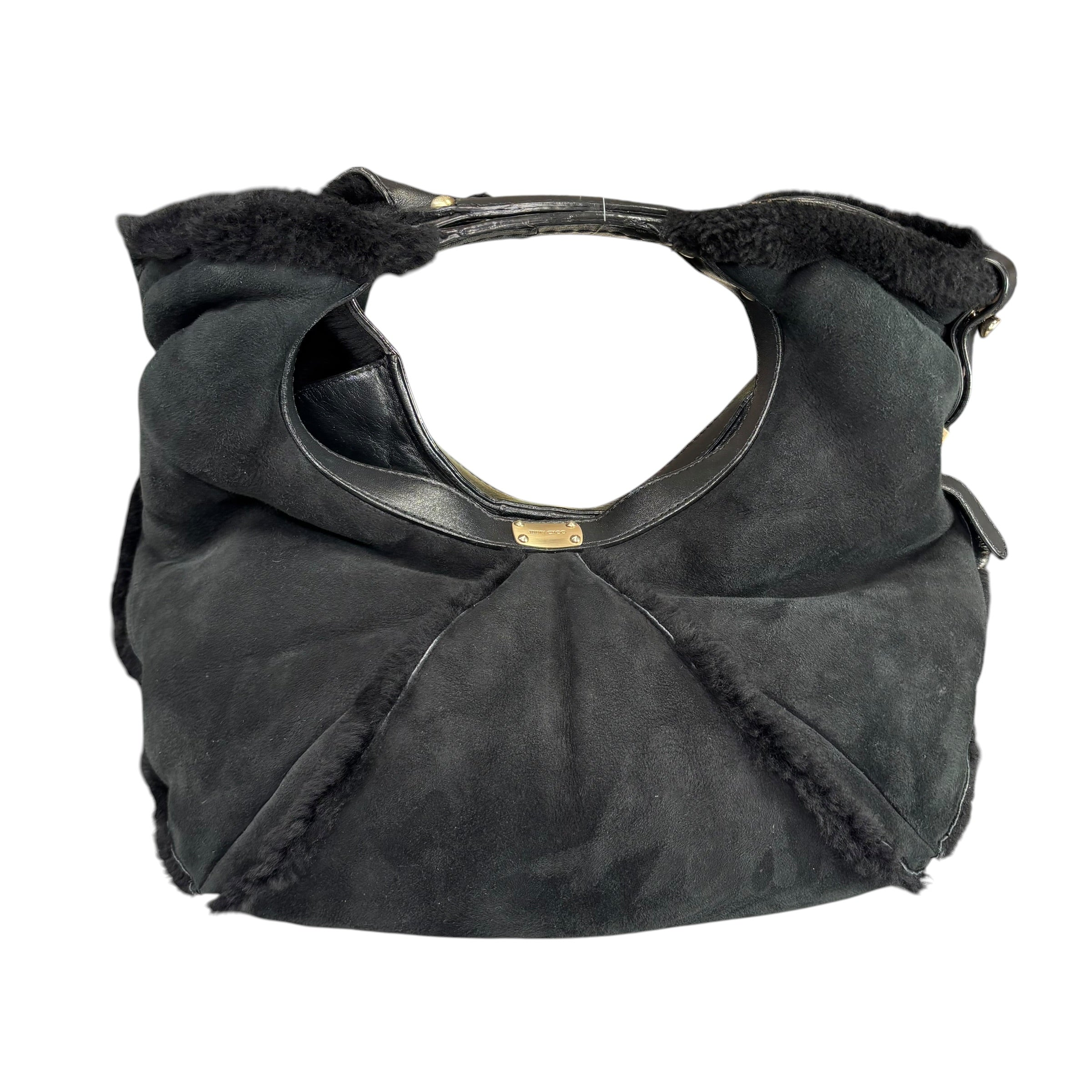 Jimmy Choo Black Shearling GHW Large Shoulder Hobo – Elliott's Luxury