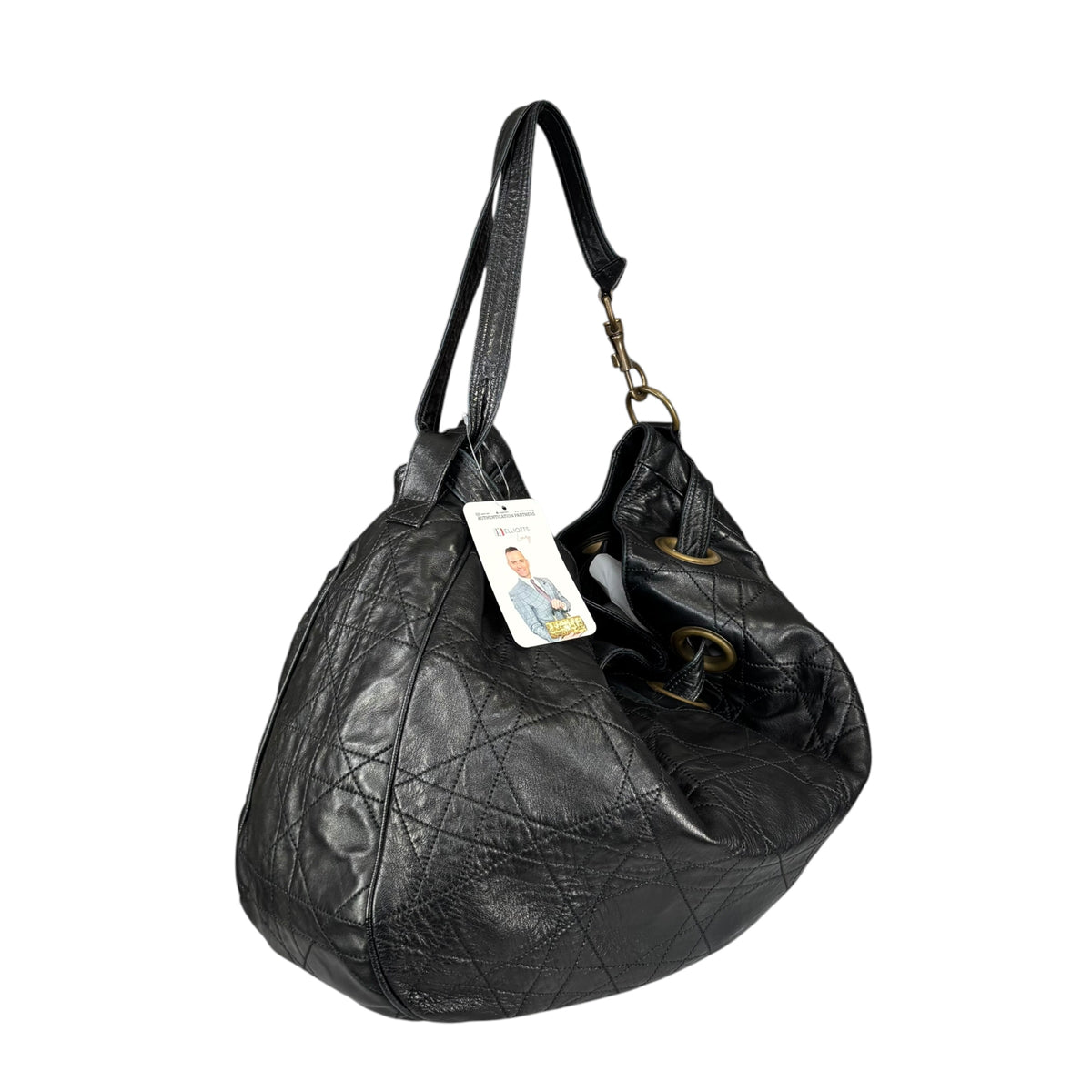 Christian Dior Lady Dior Cannage Lambskin XL Hobo Shoulder Purse