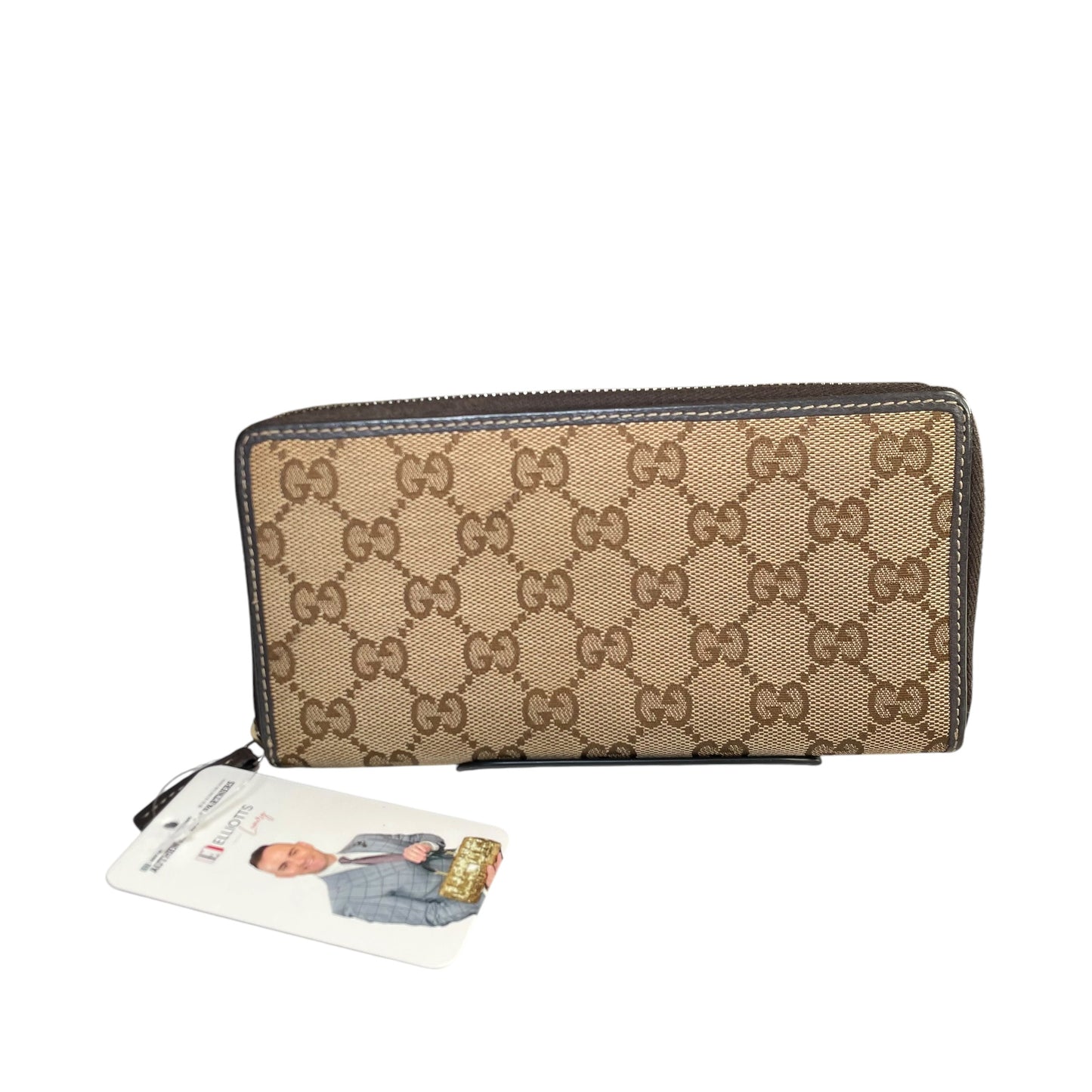 Gucci GG Mayfair Zip Around Wallet Brown Canvas Web Stripe Long Wallet