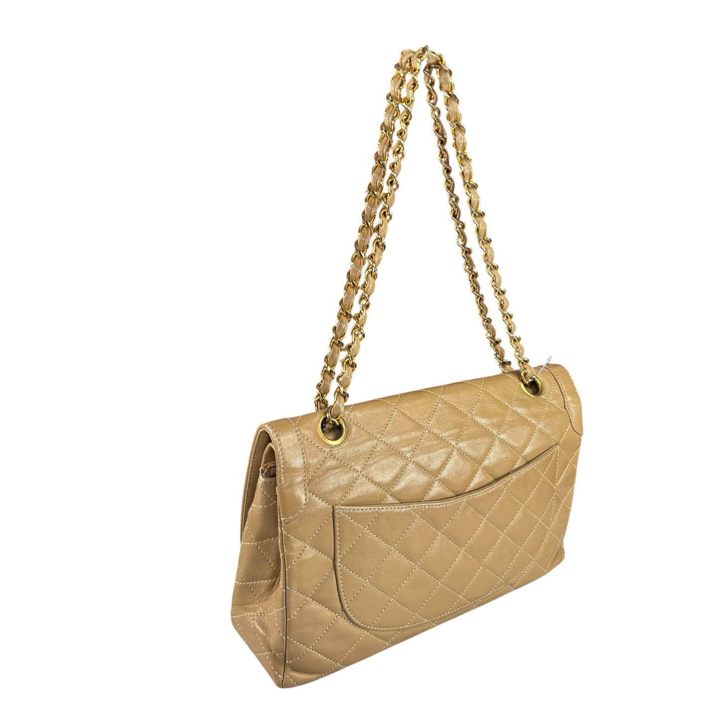 Chanel Paris Limited Beige Double Flap Quilted Lambskin Shoulder Purse