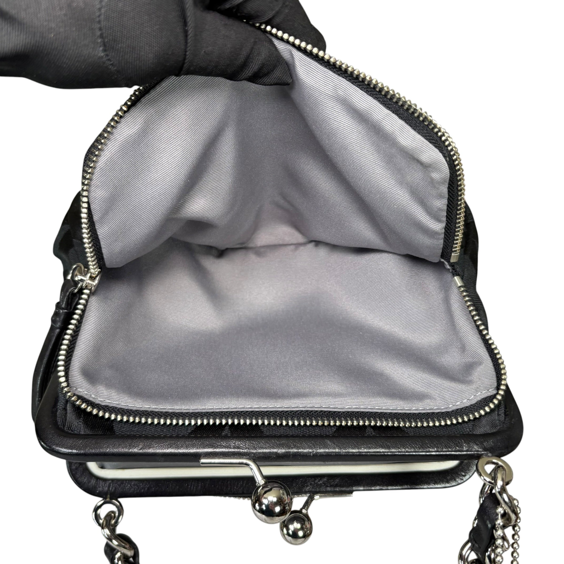 Coach Y2K Parker Opti C Canvas Leather Kiss-Lock Black Shoulder