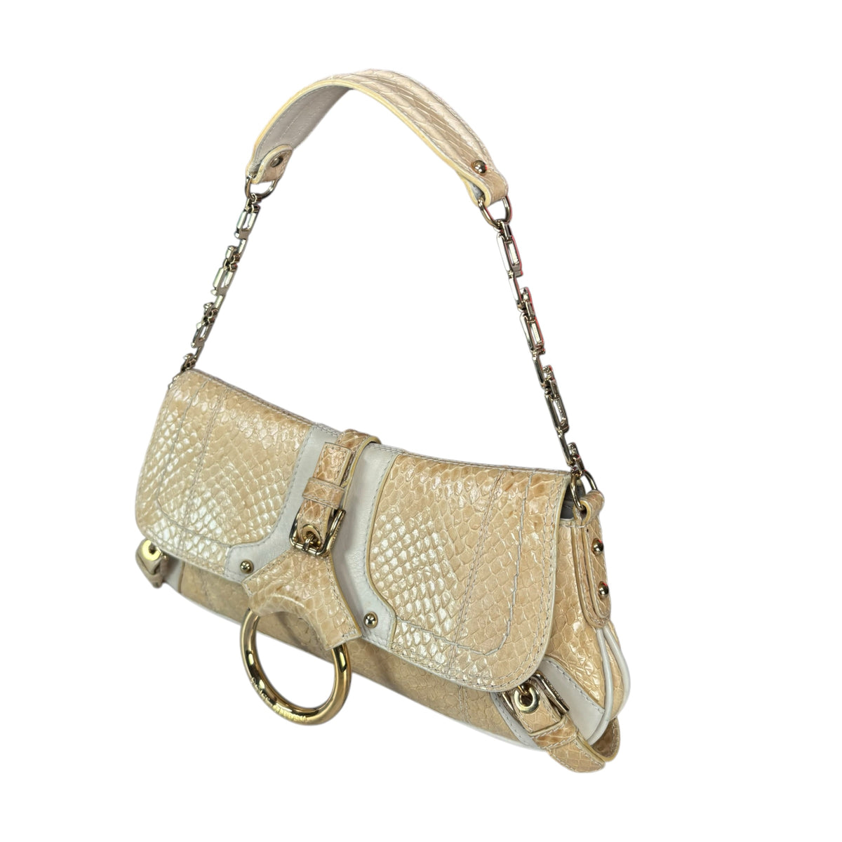 Dolce & Gabbana Y2K Python Creme Two-Tone Shoulder Purse