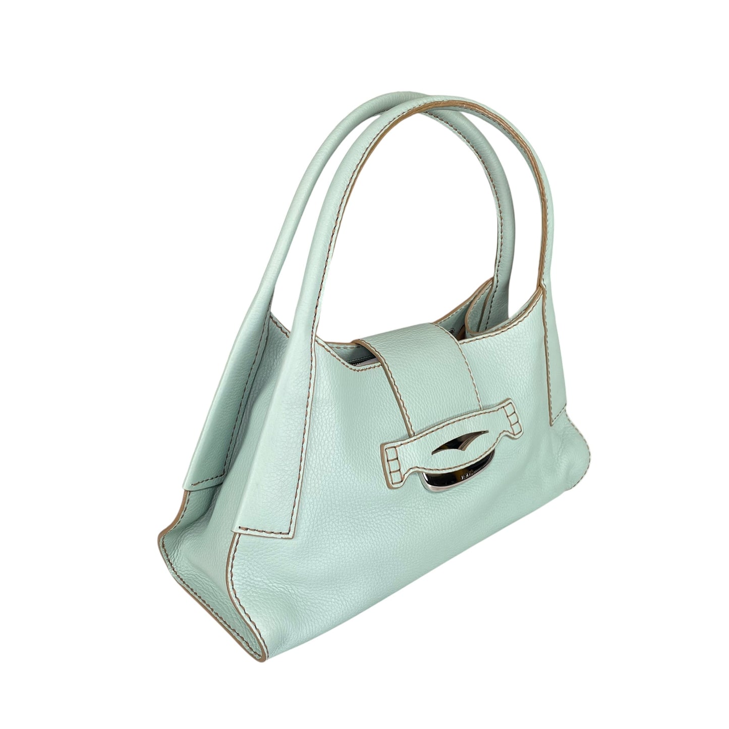 Tod’s D Bag Hobo Mint /Taupe Pebbled Leather SHW Shoulder Bag