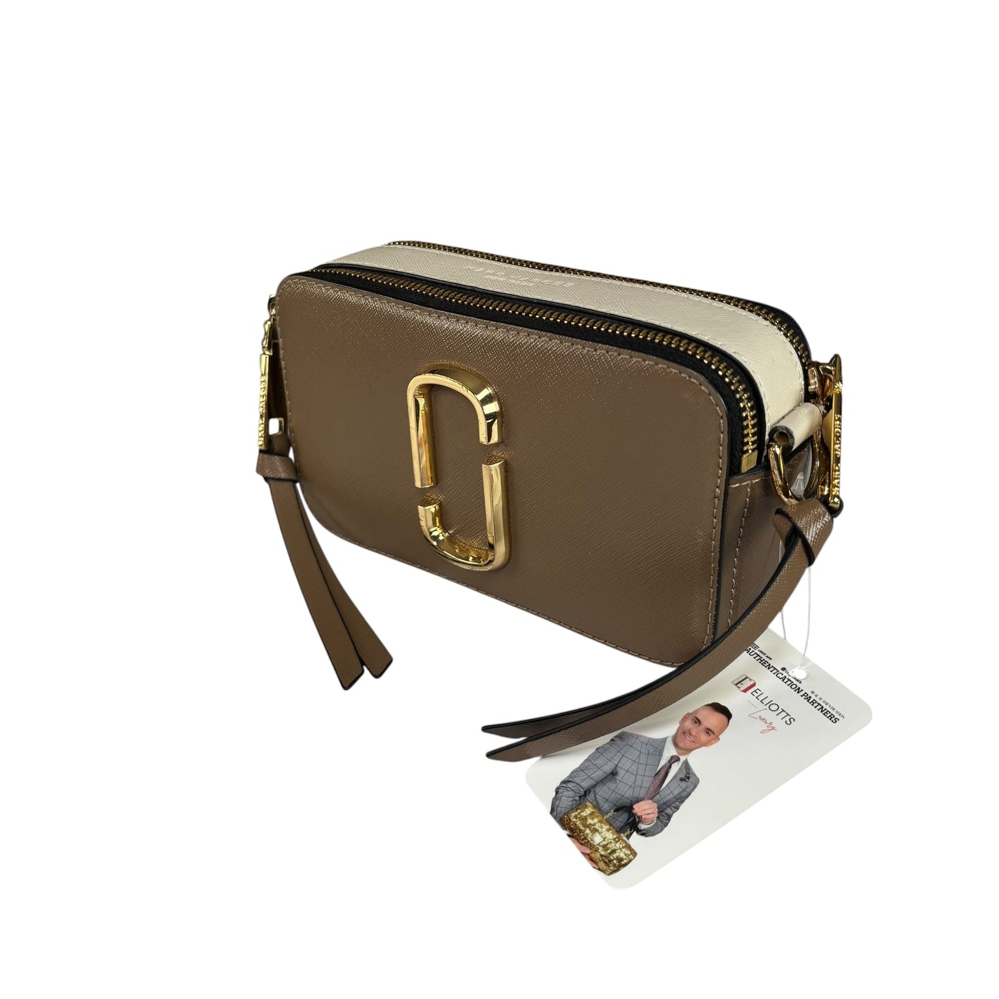 Marc Jacobs The Snapshot  Saffiano Leather French Gray Gold  Crossbody