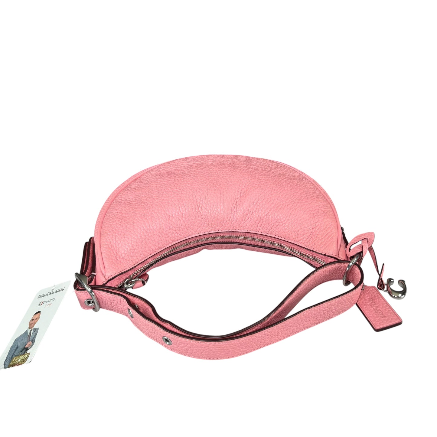 Coach Luna Pink Crescent SHW 2-Way Pebbled Leather Purse
