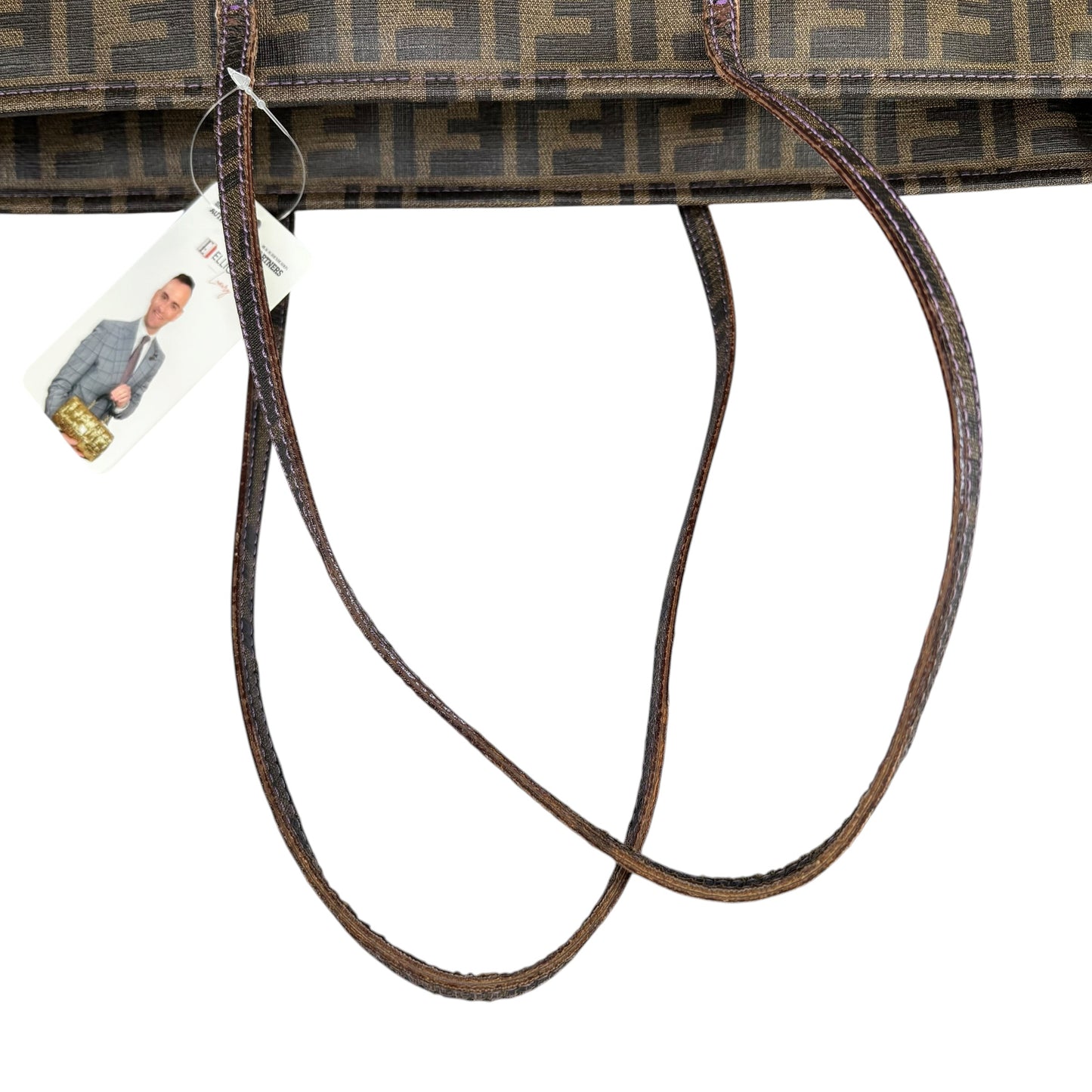 Fendi Spalmati Zucca Coated Canvas Brown / Black Zip Shoulder Tote