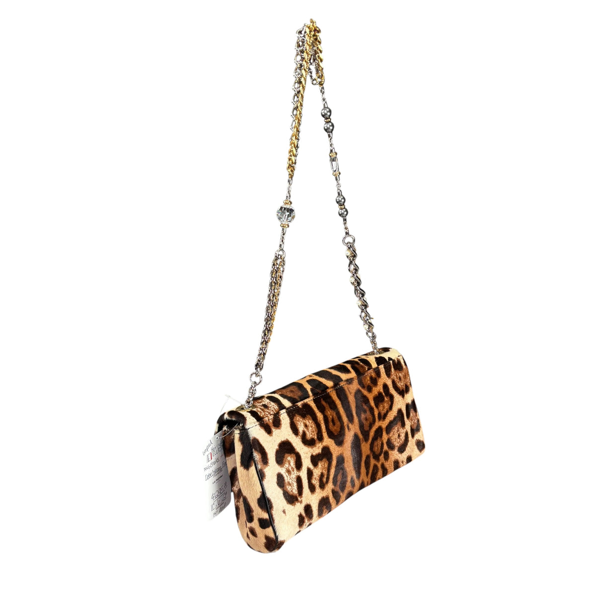 Dolce Gabbana Leopard Hair Calf Flap Chain Shoulder Purse