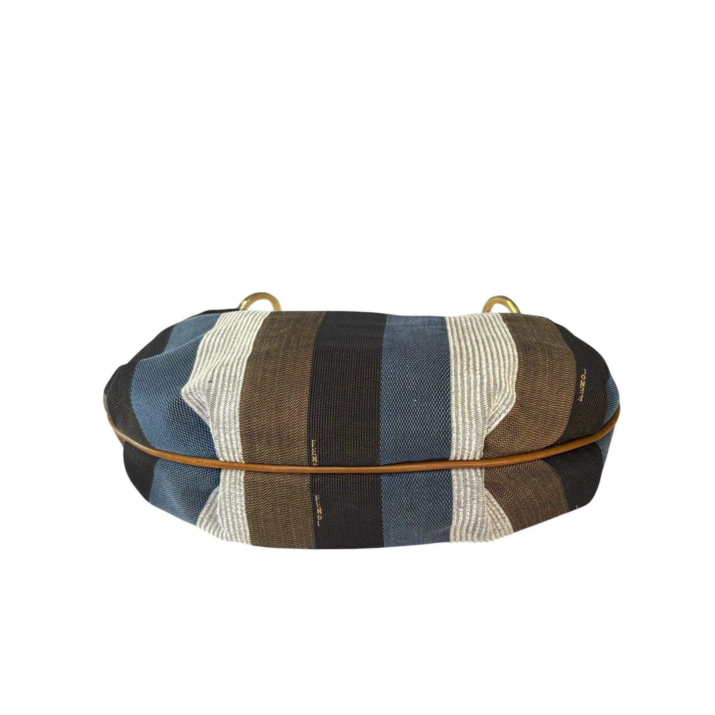 Fendi Y2K Pequin Striped Multicolor Small Blue / Brown GHW Jacquard Hobo Purse