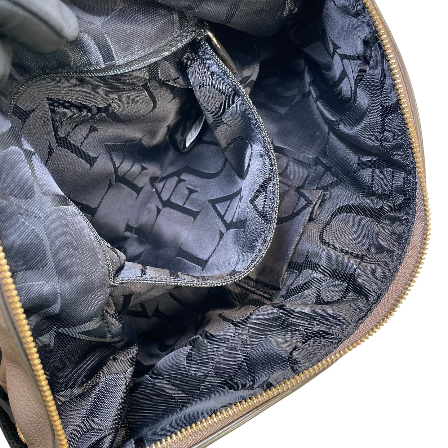 Furla Metropolis Two-Tone GHW Leather Taupe Black 2-Way Shoulder Hobo Purse