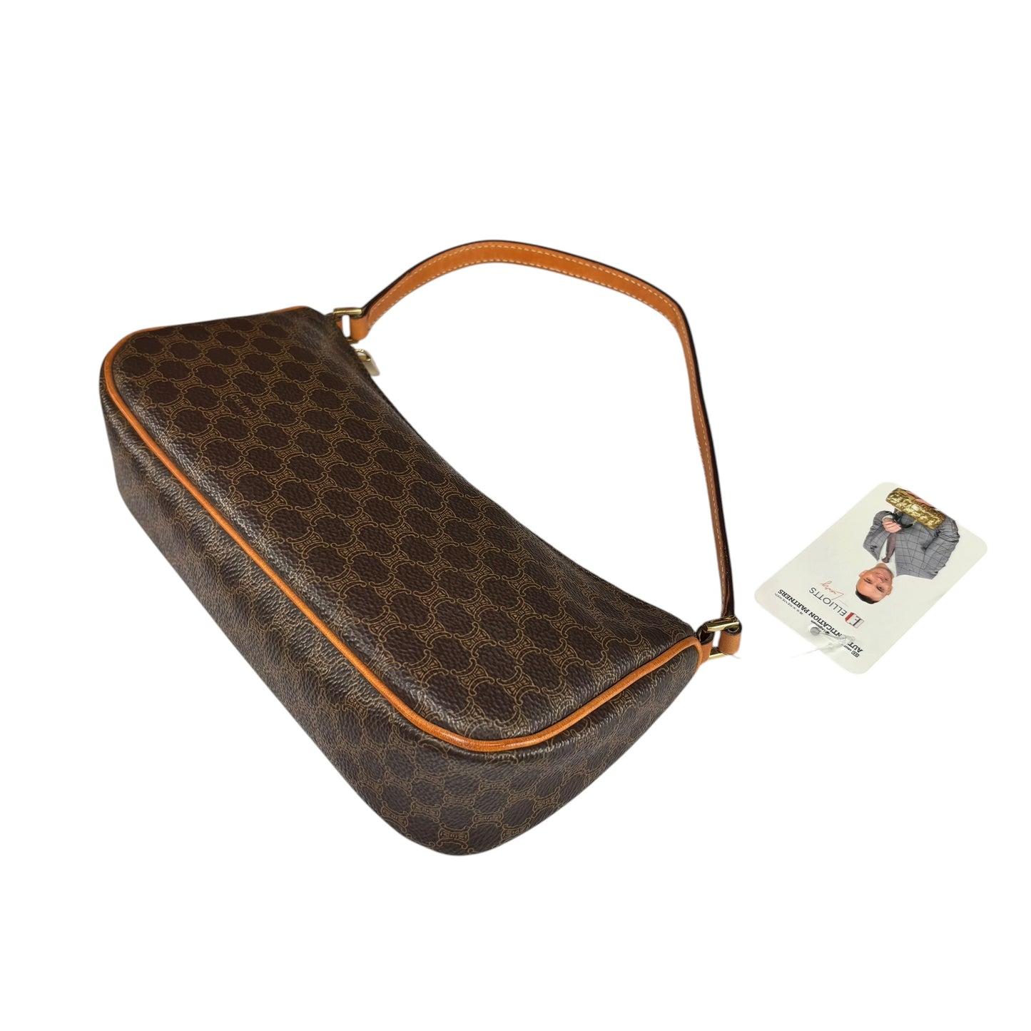 Celine Macadam Mono Baguette Canvas Leather Shoulder Purse