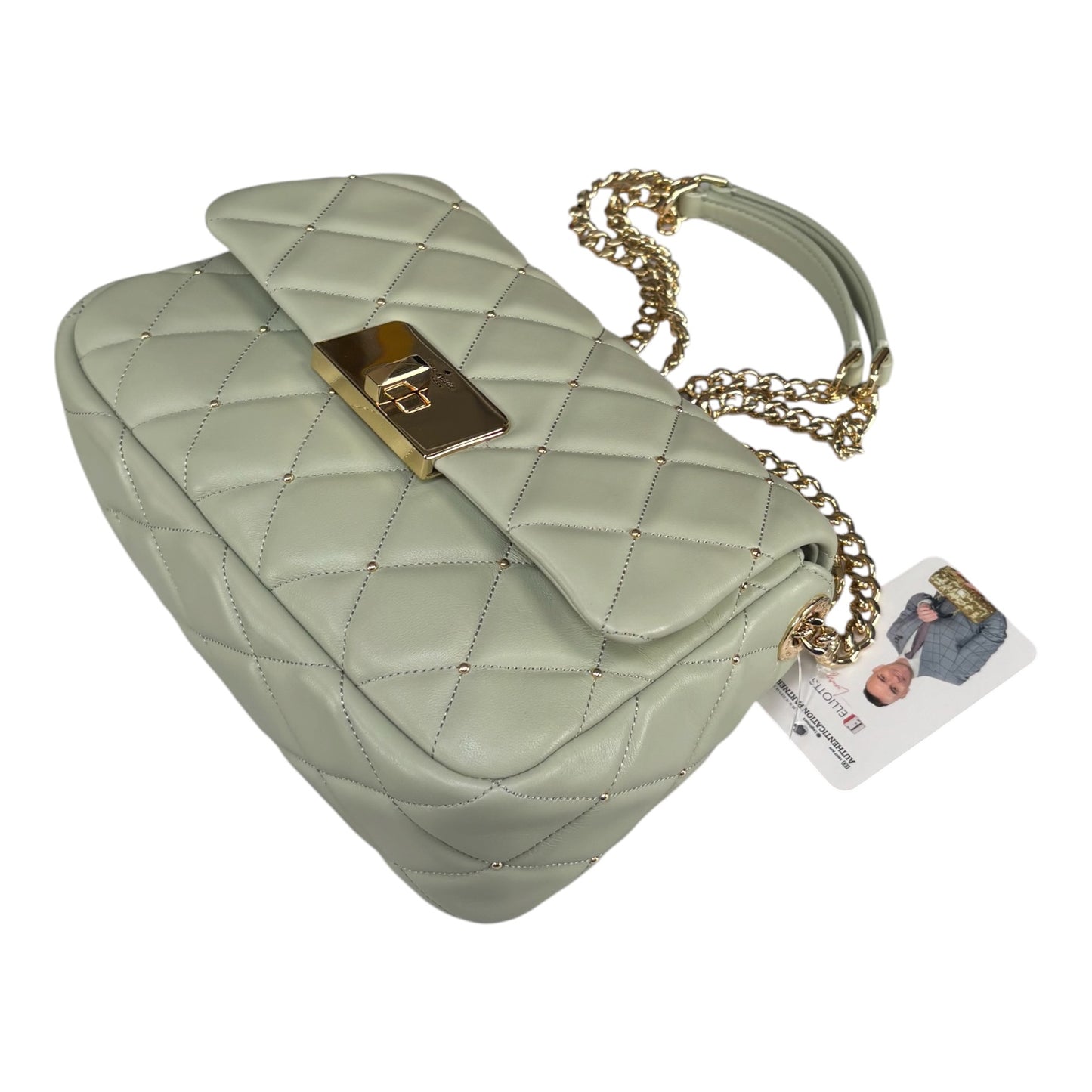 Kate Spade Light Green GHW Studded 2-Way Crossbody