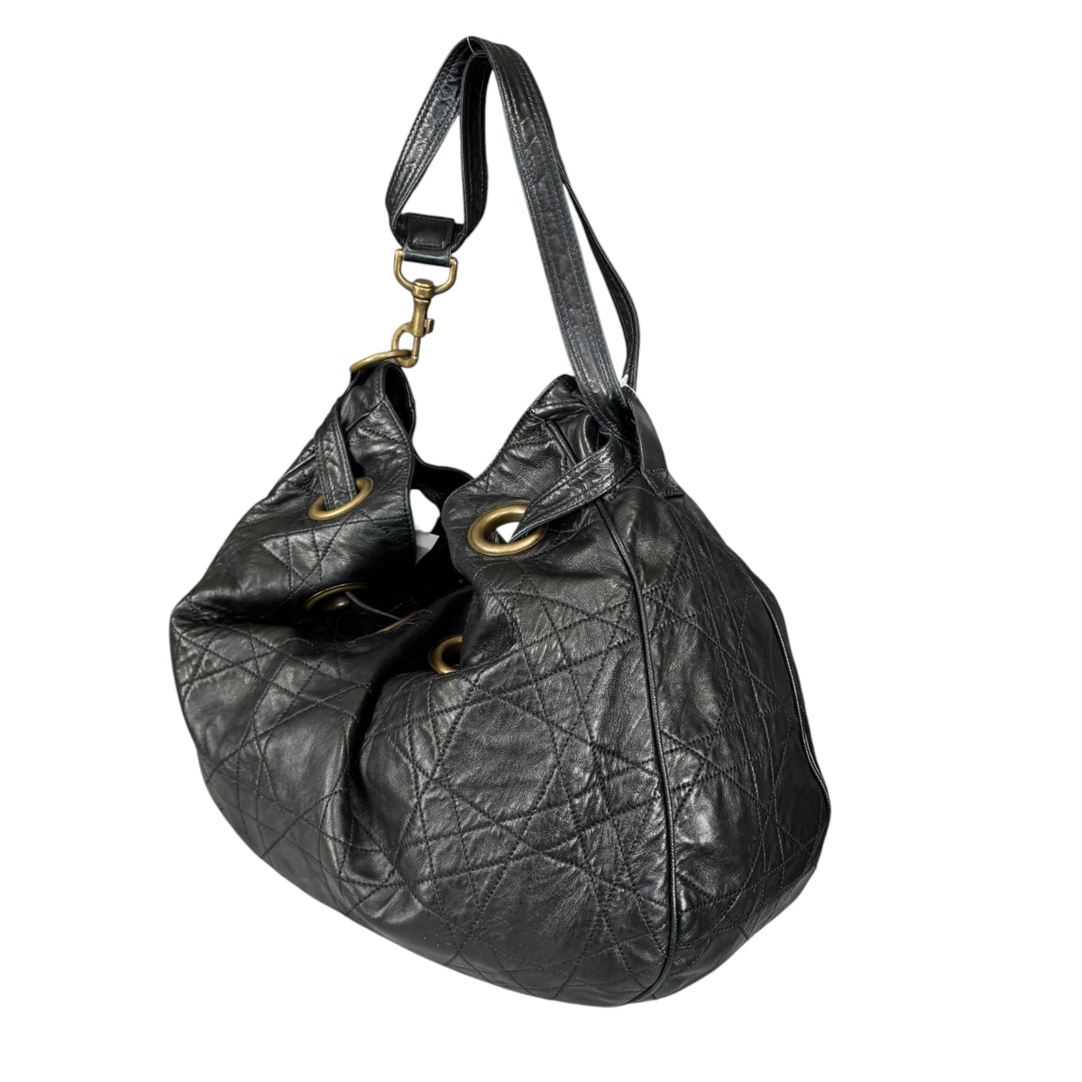 Christian Dior Lady Dior Cannage Lambskin XL Hobo Shoulder Purse