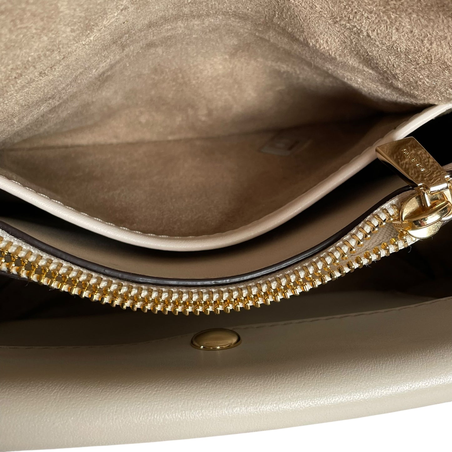 Michael Kors Cece Flap Chain Bag Cream Leather GHW 2-Way Top Handle