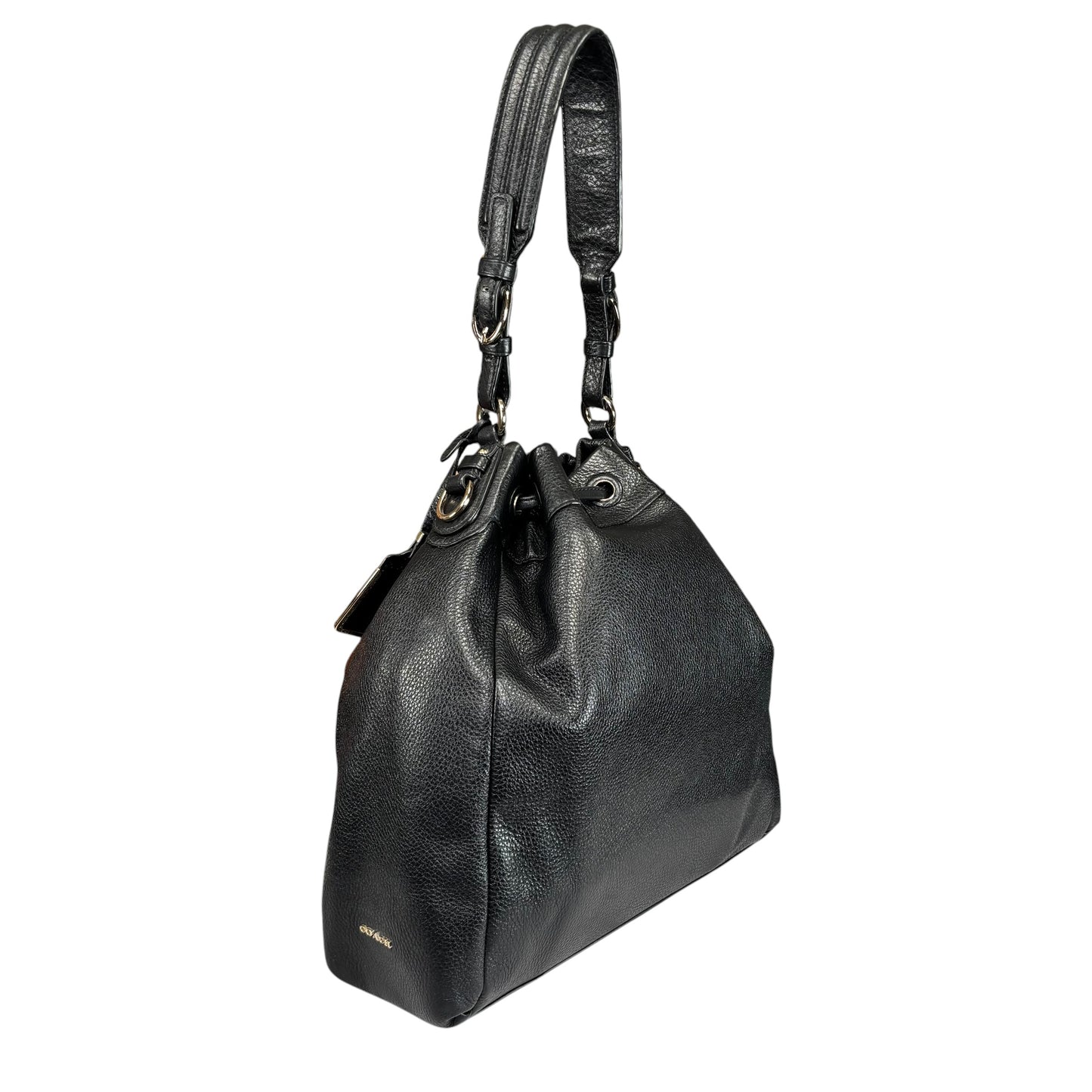 Coach Pinnacle Black Leather GHW Drawstring Bucket 2-Way Crossbody Purse