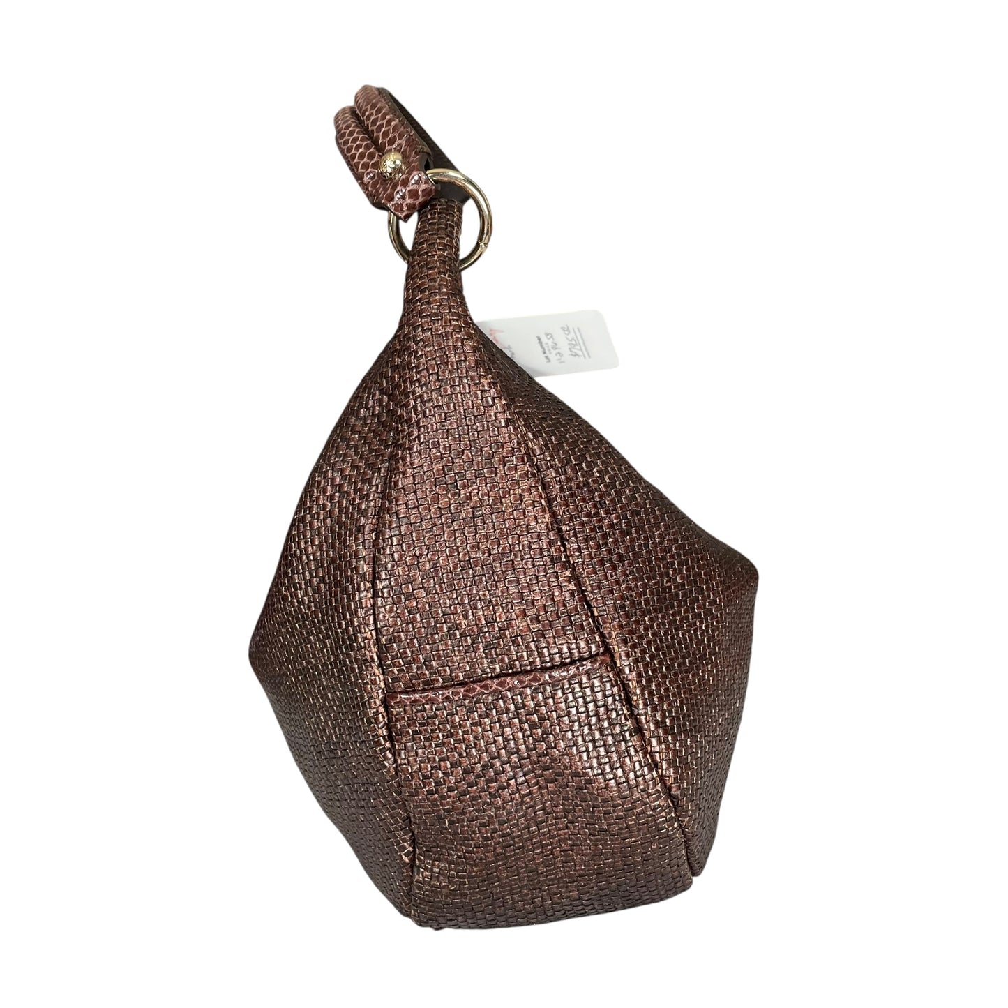 Jimmy Choo Raffia Woven Python Embossed Bronze Shoulder Hobo Zipper GWH Purse