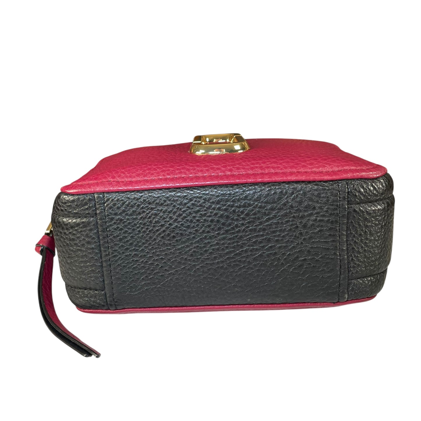 Marc Jacobs Soft Snapshot 21 Burgundy Black Leather Crossbody Gold HW Strap