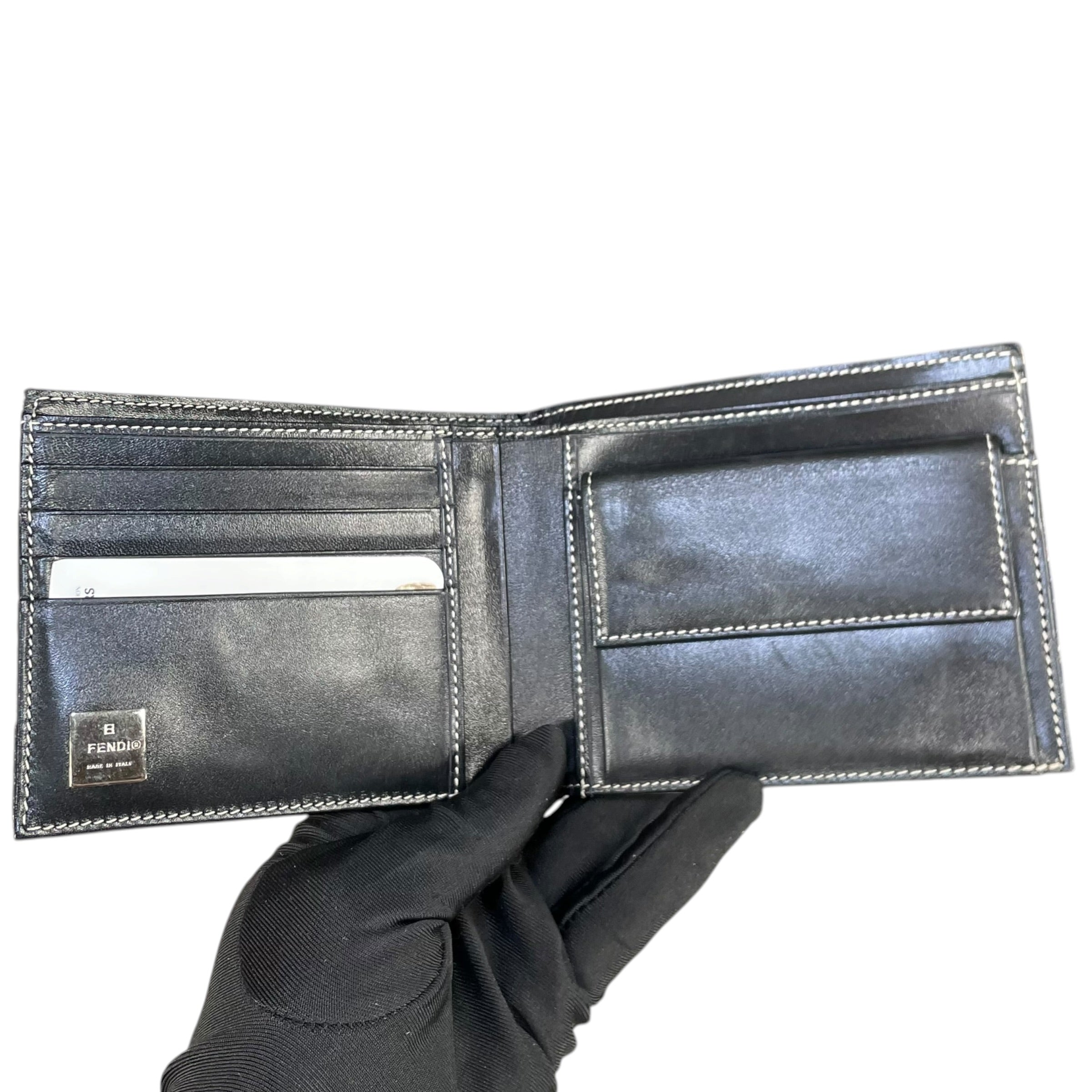 Fendi Zucchino Mens Bi-Fold Wallet – Navy Blue Monogram Canvas