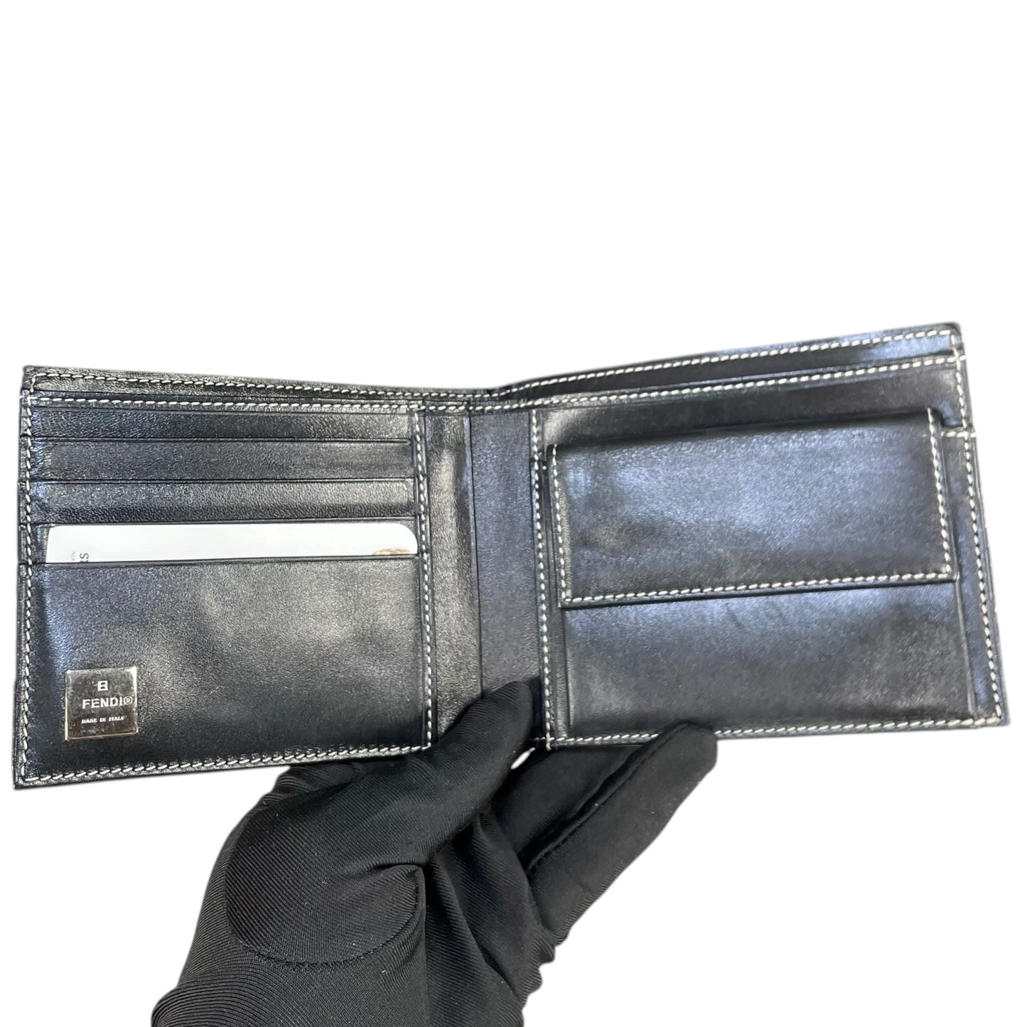 Fendi Zucchino Mens Bi-Fold Wallet – Navy Blue Monogram Canvas