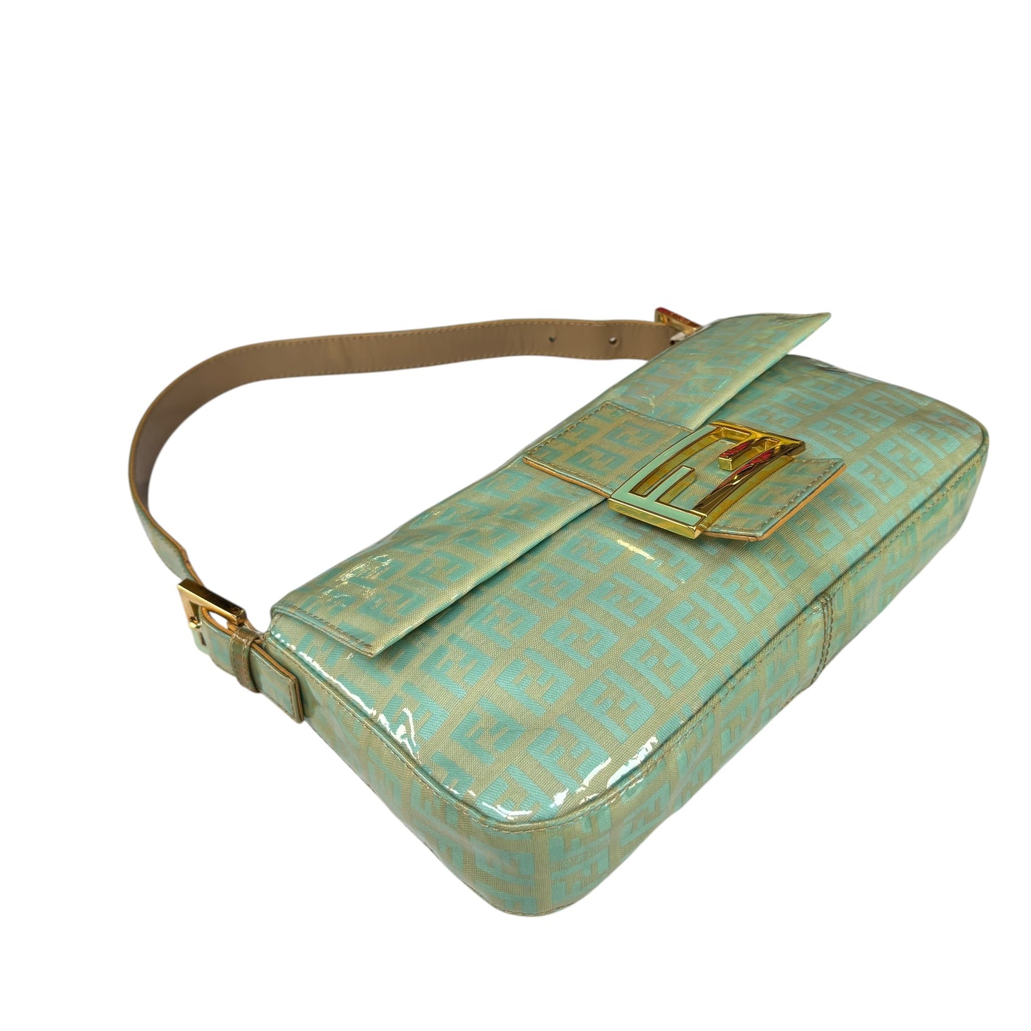 Fendi Y2K Baguette Classic Mint Green Zucchino Coated Canvas Purse