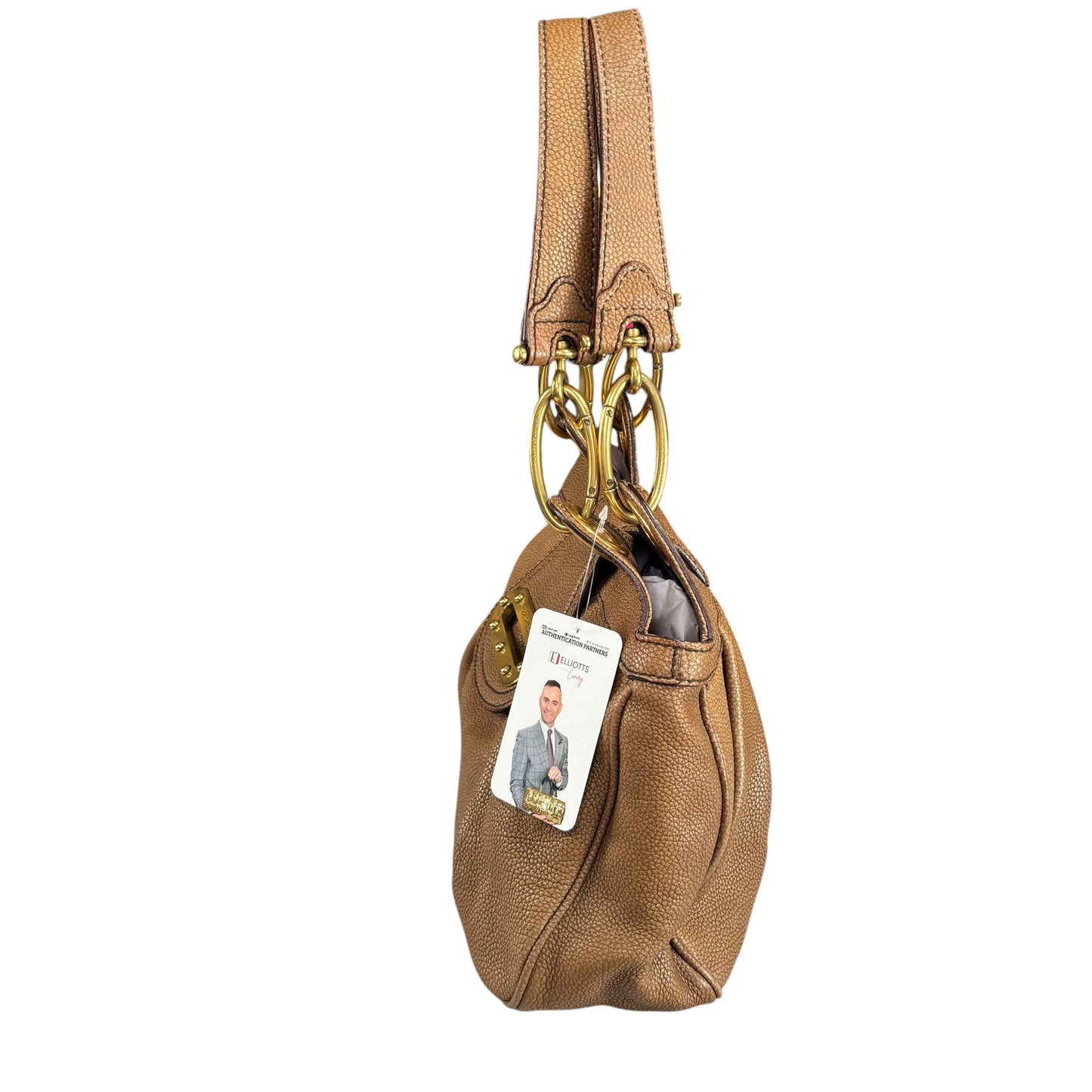 Dolce & Gabbana Golden Brown Pebbled Leather GHW Distressed Shoulder Hobo