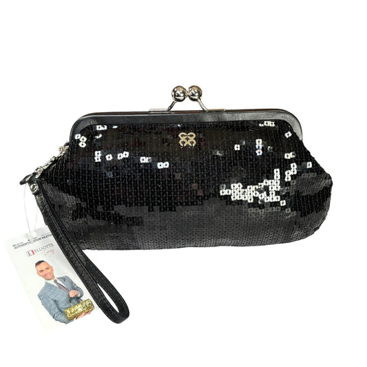 Coach Opti C Aubrey Sequin Black Leather  Kiss-Lock Closure Clutch