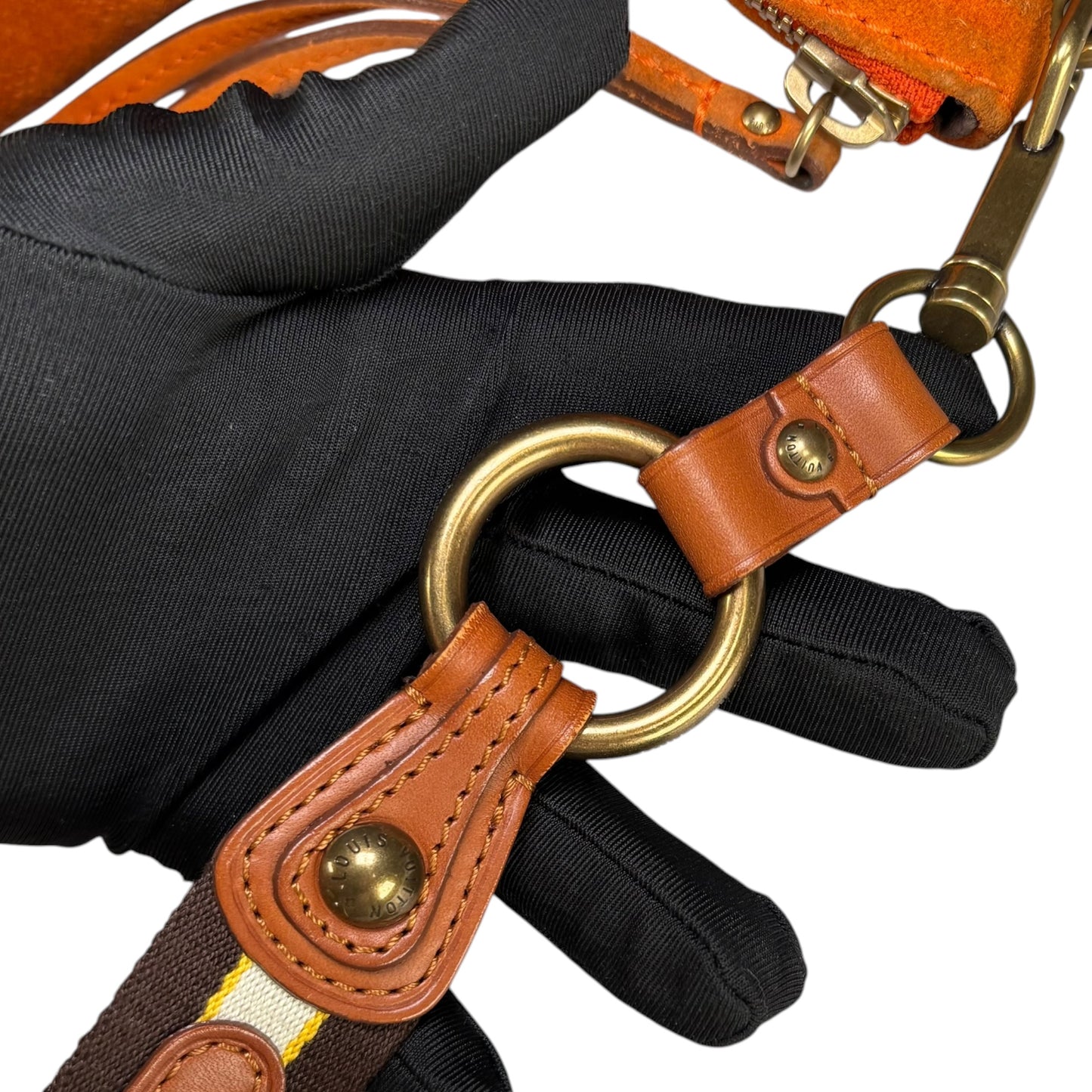Louis Vuitton Mahina Onatah PM Pouchette Orange Suede Shoulder Purse