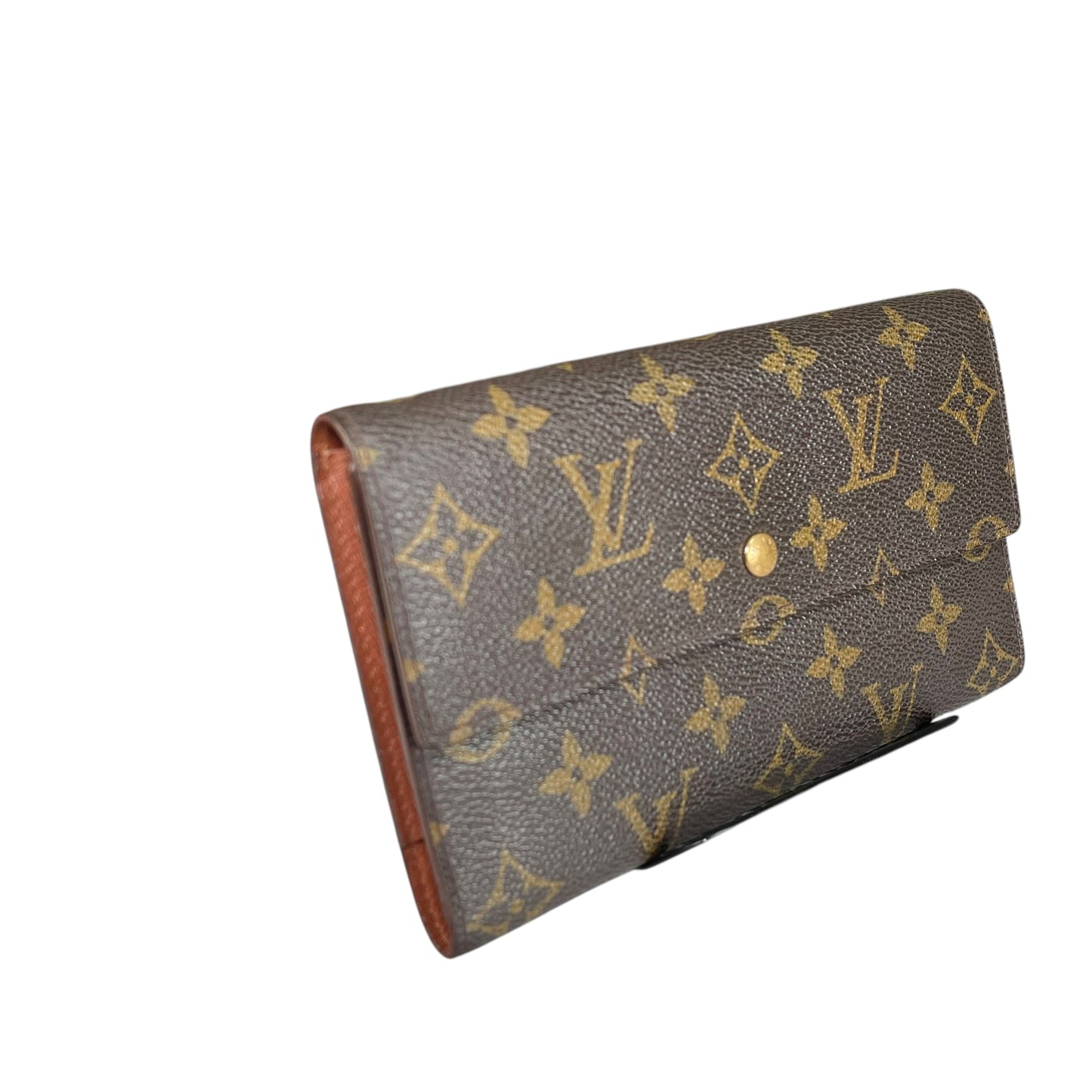 Louis Vuitton Sarah Monogram Portfolio Coated Canvas Brown Long Tri-Fold Wallet