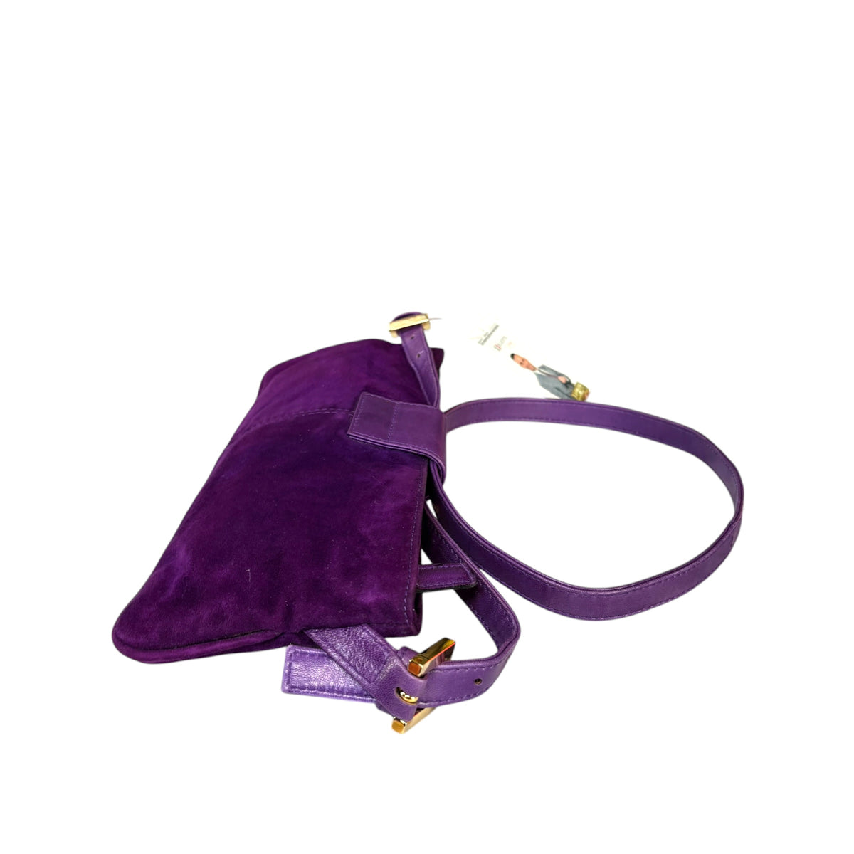 Fendi Y2K Baguette Slim Mama Purple Suede Shoulder Purse