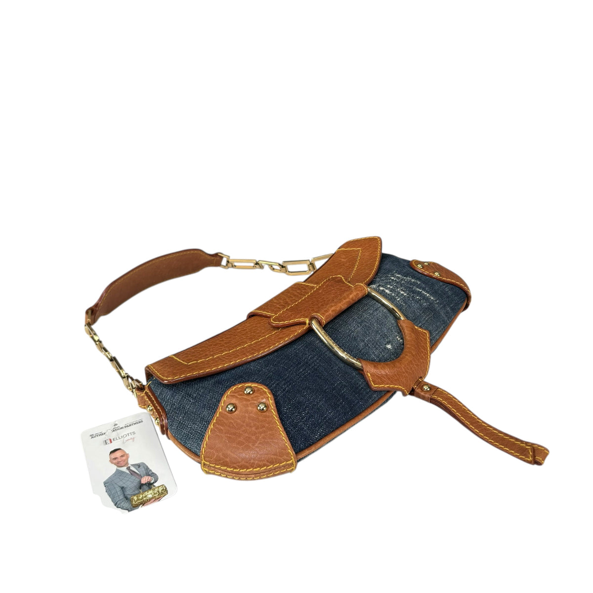 Dolce & Gabbana Y2K O-Ring Distressed Denim Gold Purse
